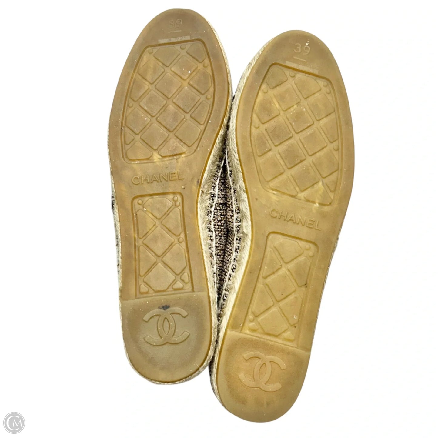 Shoes Luxury Designer By Chanel In Black & Gold, Size: 8.5