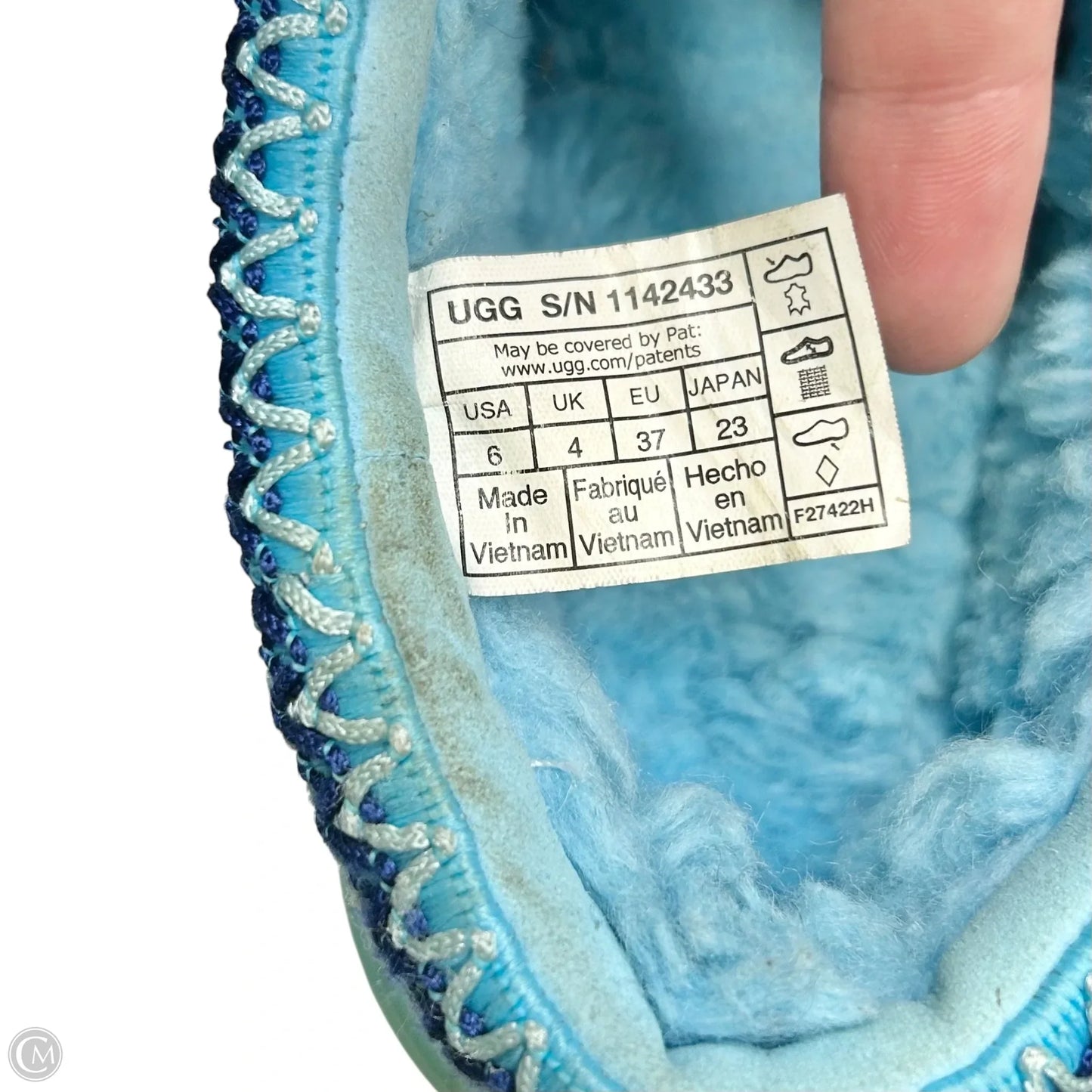 Slippers Designer By Ugg In Blue, Size: 6