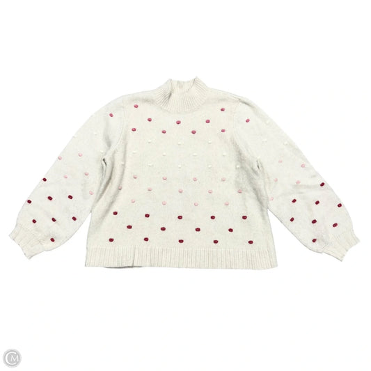 Sweater By Loft In Cream & Pink, Size: Xl