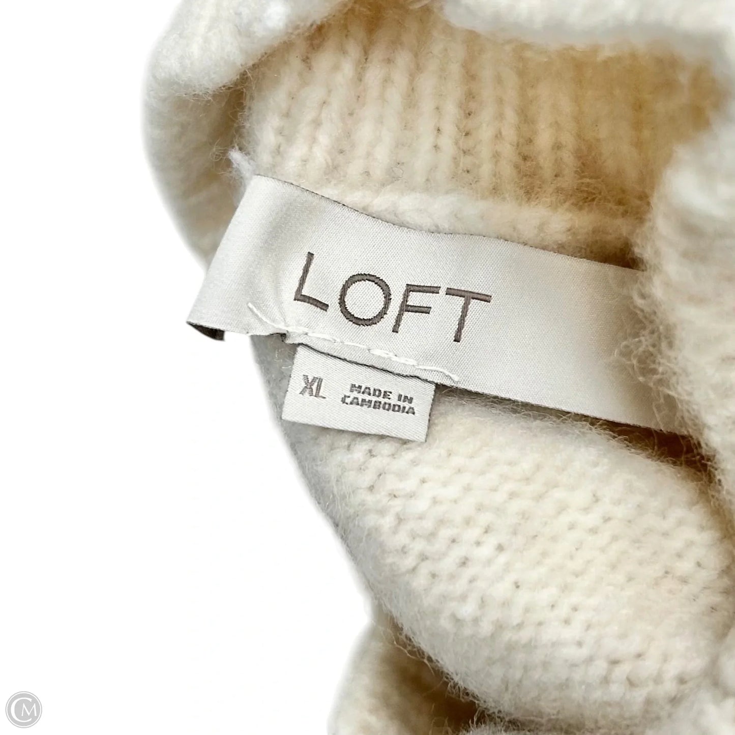 Sweater By Loft In Cream & Pink, Size: Xl