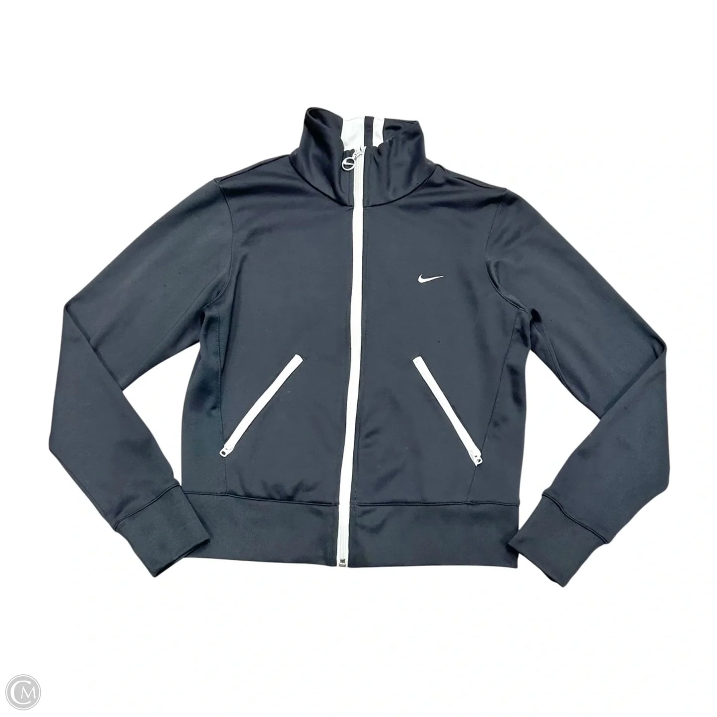 Athletic Jacket By Nike Apparel In Grey & White, Size: S