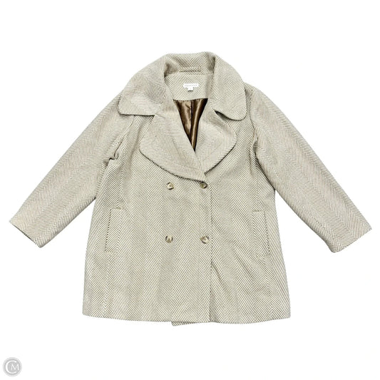Coat Peacoat By Coldwater Creek In Tan & White, Size: 1x