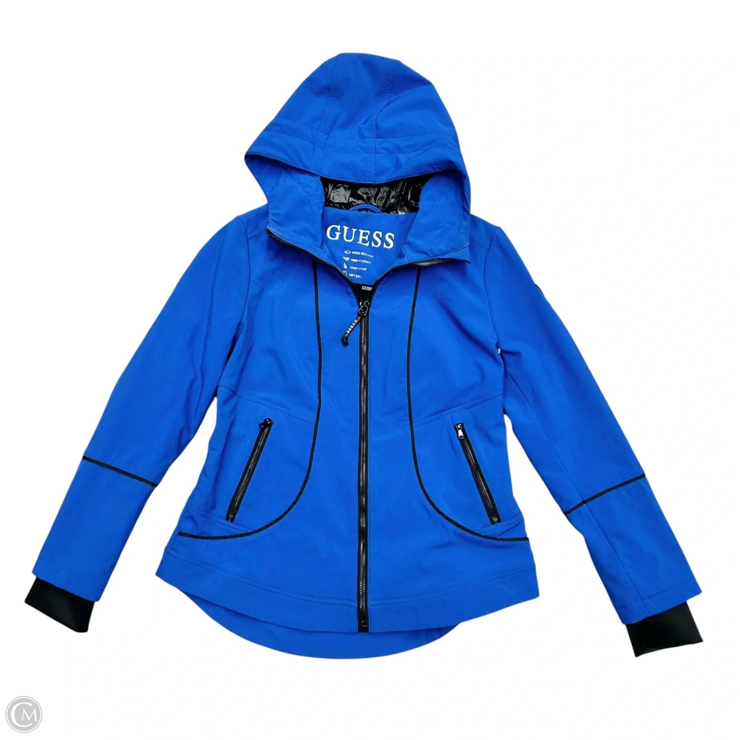 Coat Raincoat By Guess In Blue, Size: L