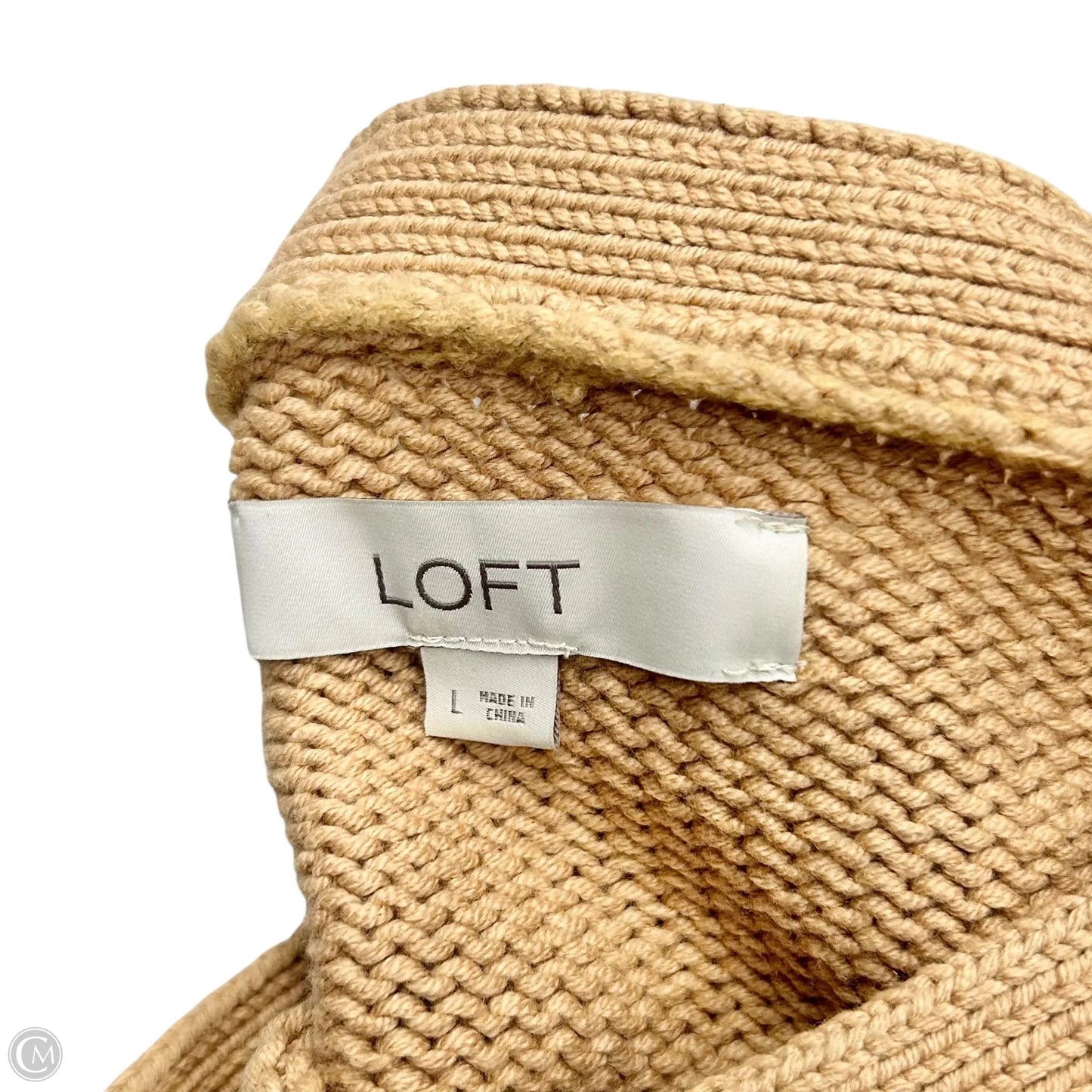 Sweater By Loft In Tan & White, Size: L