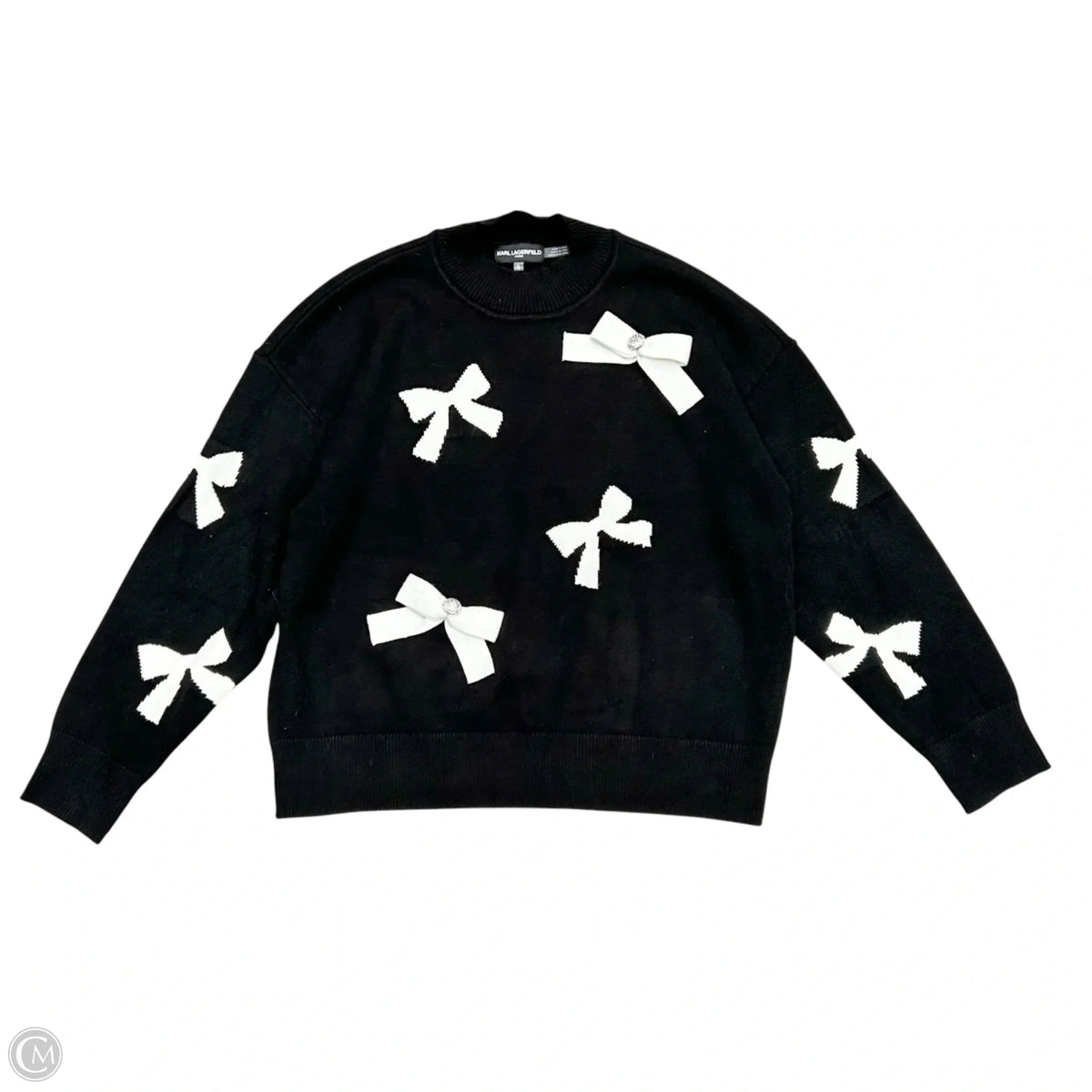 Sweater Designer By Karl Lagerfeld In Black & White, Size: Xl