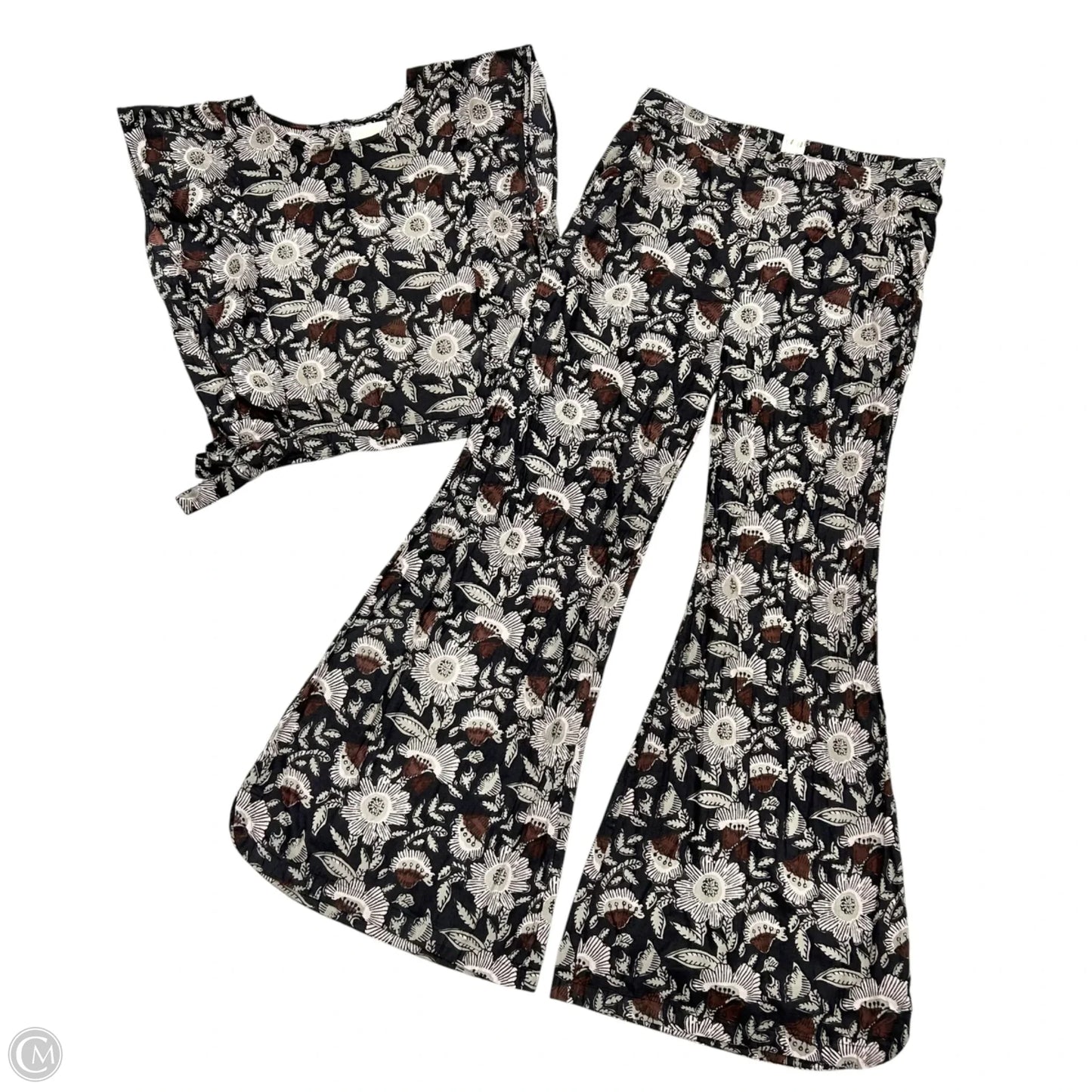 Pants Set 2pc By Llani In Grey & Brown, Size: L