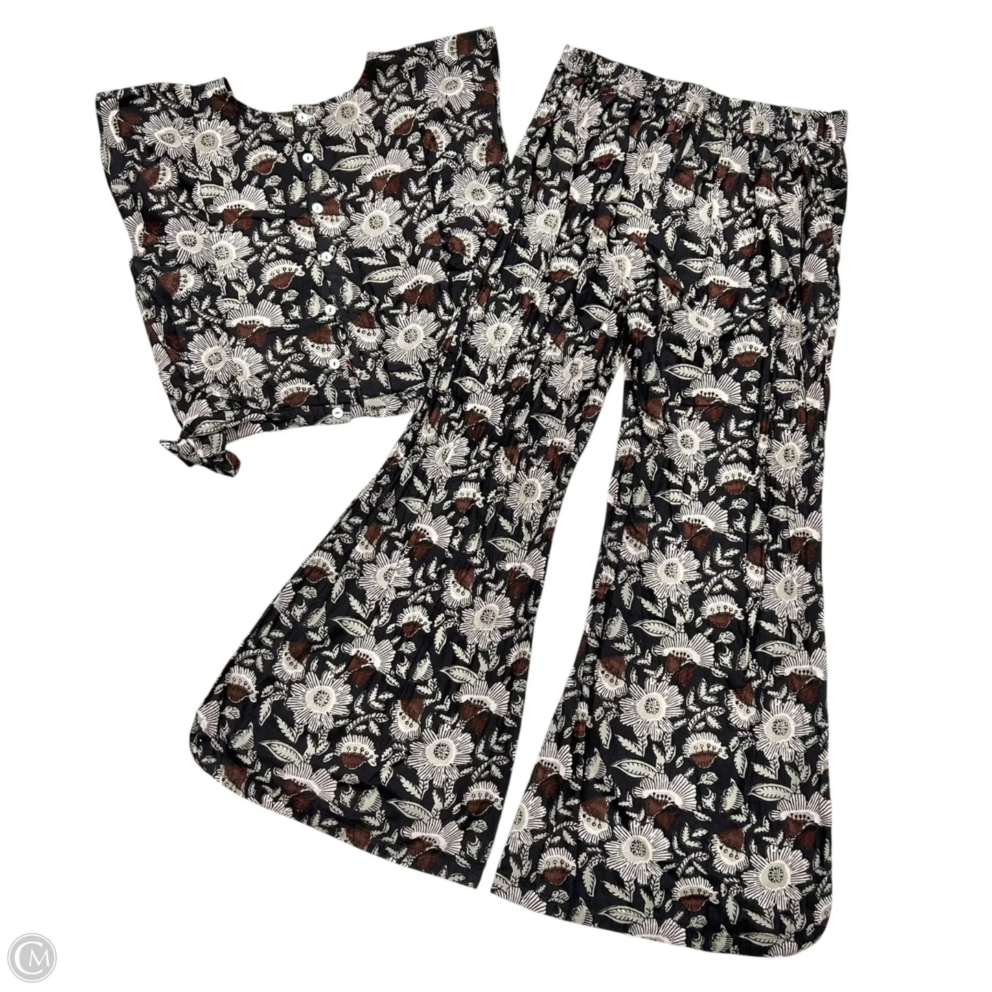 Pants Set 2pc By Llani In Grey & Brown, Size: L