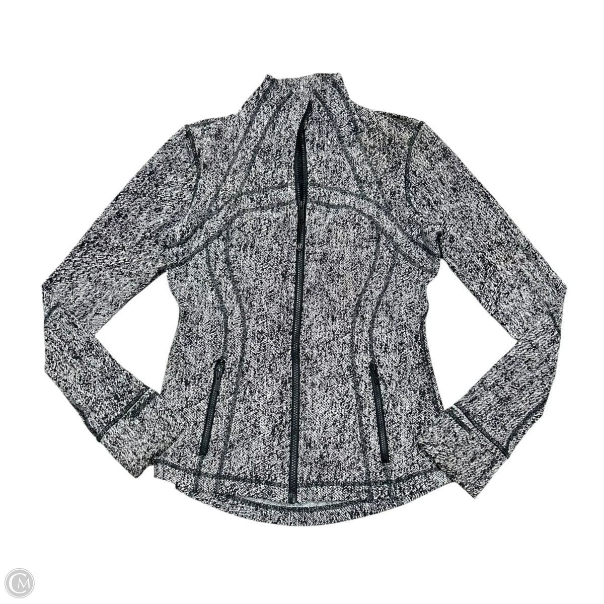 Athletic Jacket By Lululemon In Black & White, Size: M