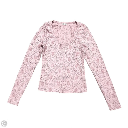 Top Long Sleeve By Free People In Pink, Size: M