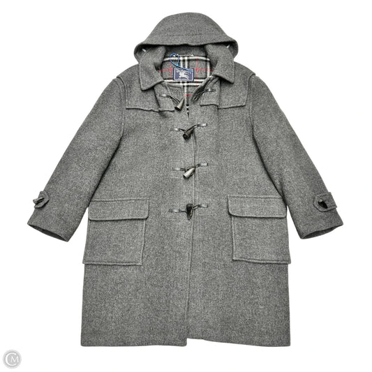 Coat Luxury Designer By Burberry In Grey, Size: L