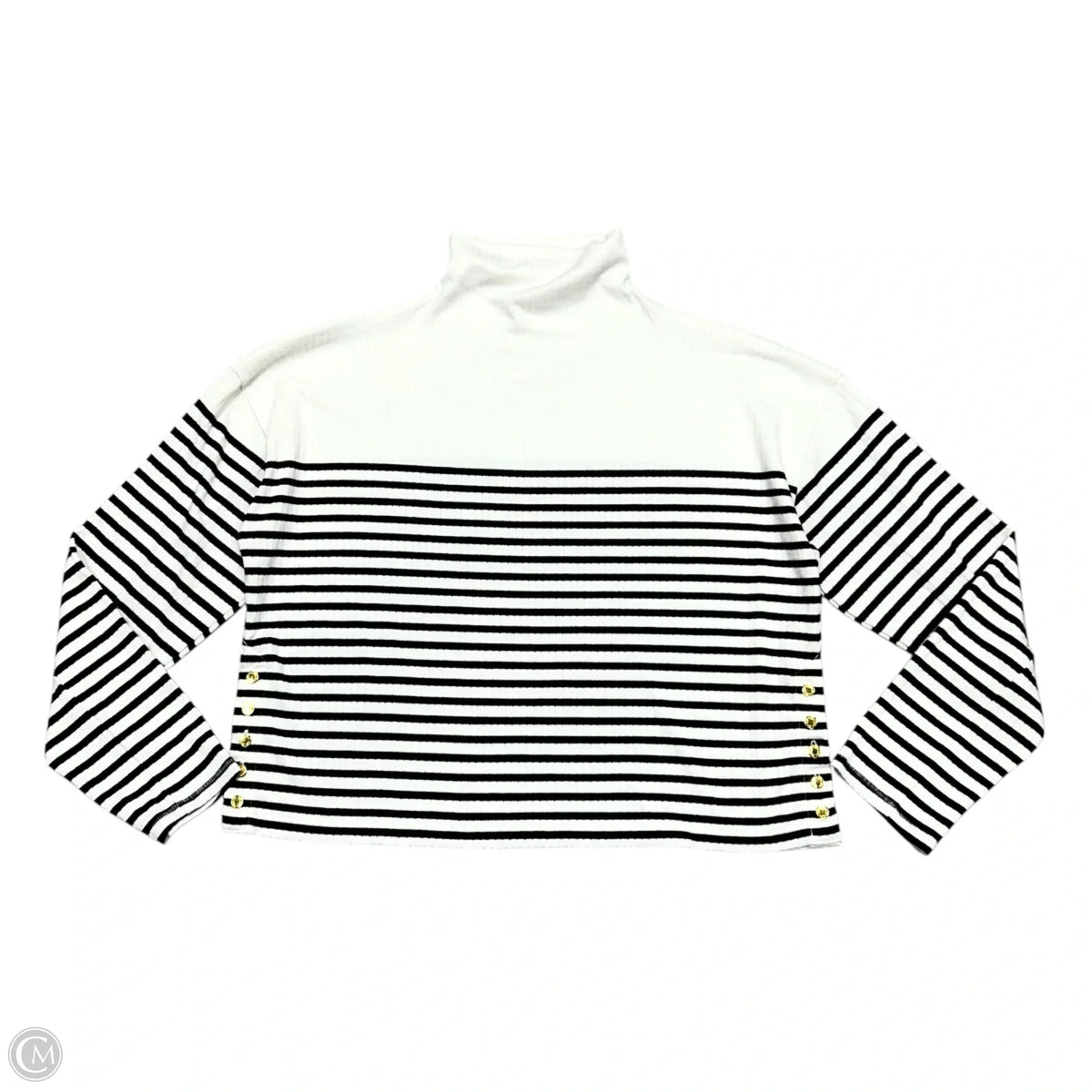 Top Long Sleeve By Rag And Bone In Black & White, Size: L