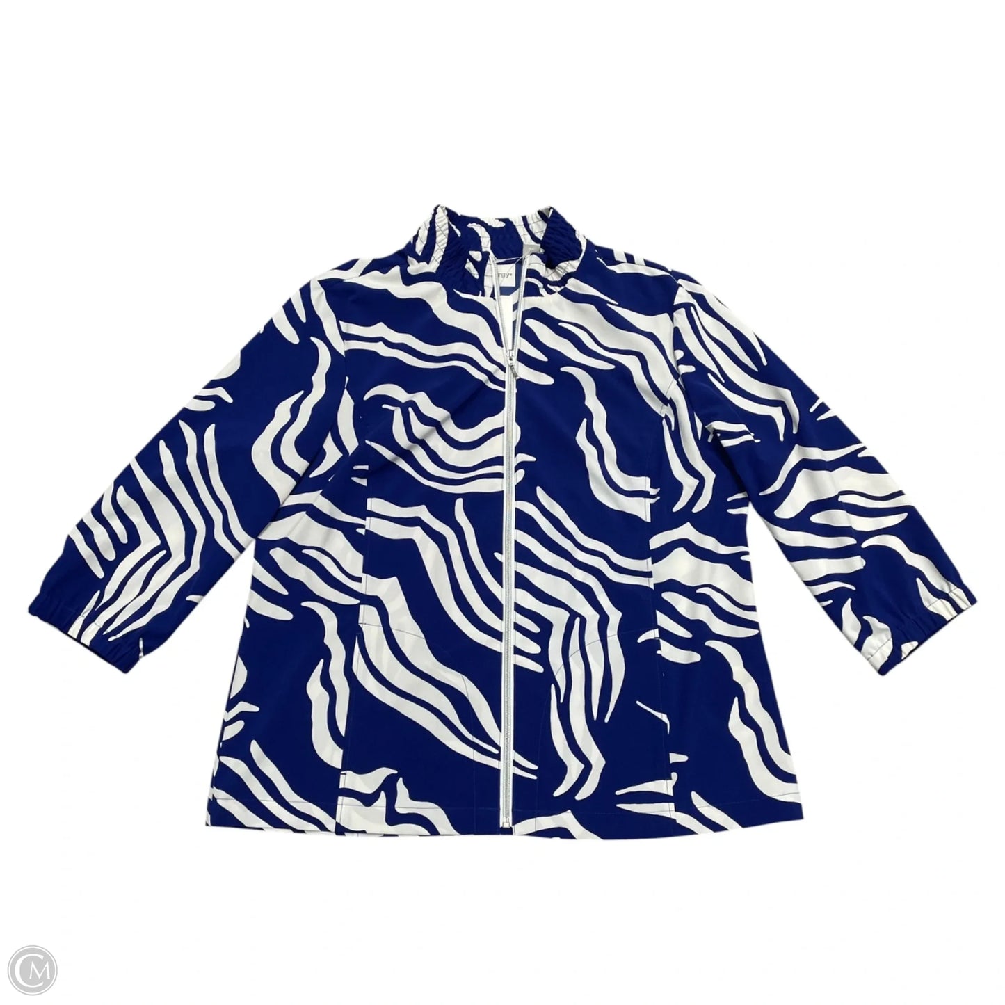 Jacket Other By Zenergy By Chicos In Blue & White, Size: L