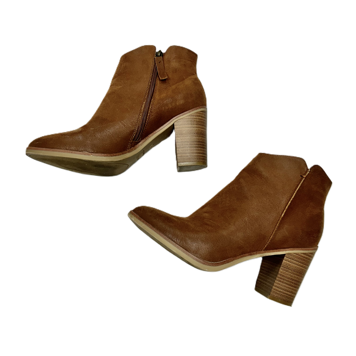 Brown Boots Ankle Heels By Mia, Size: 8.5