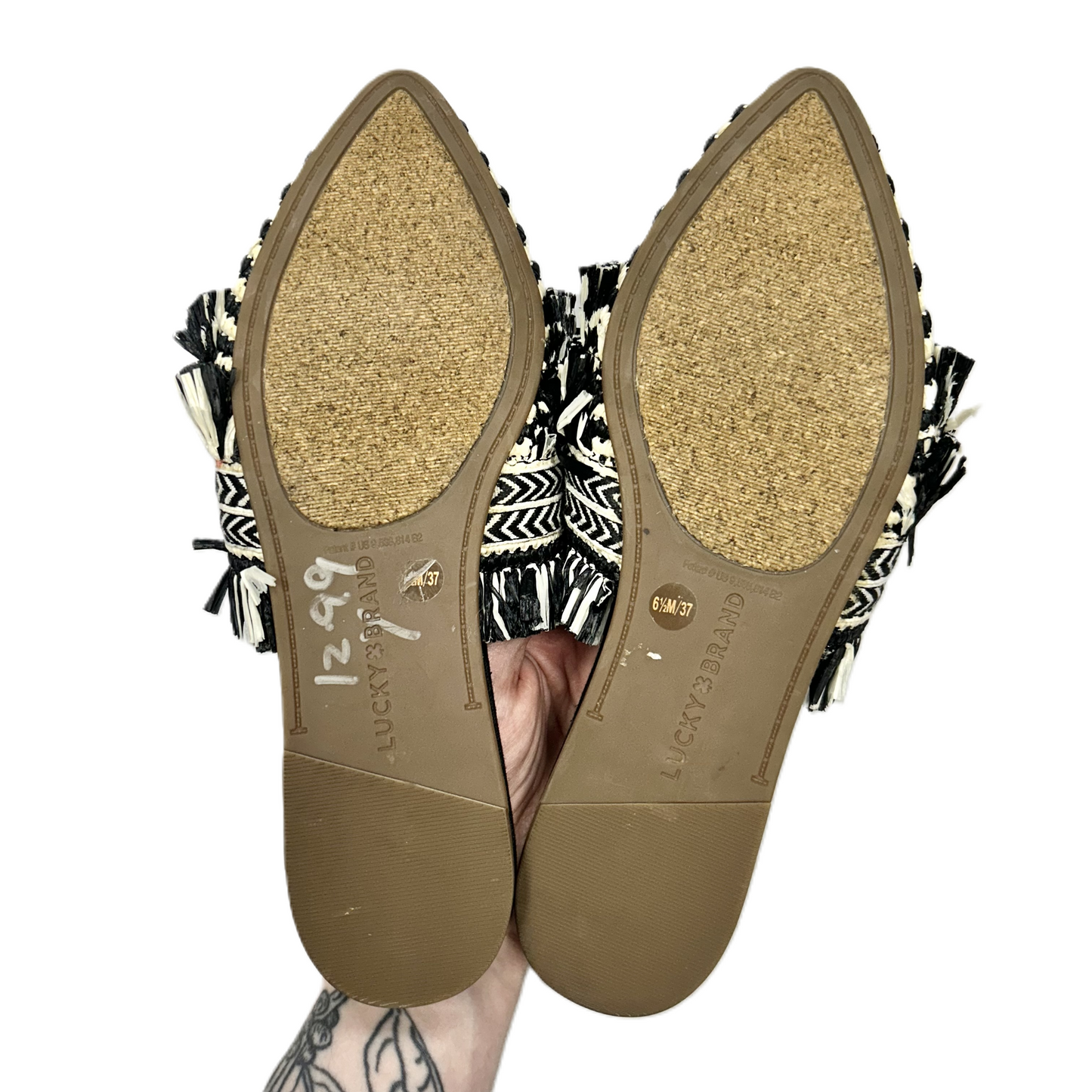 Black & Cream Shoes Flats By Lucky Brand, Size: 7.5