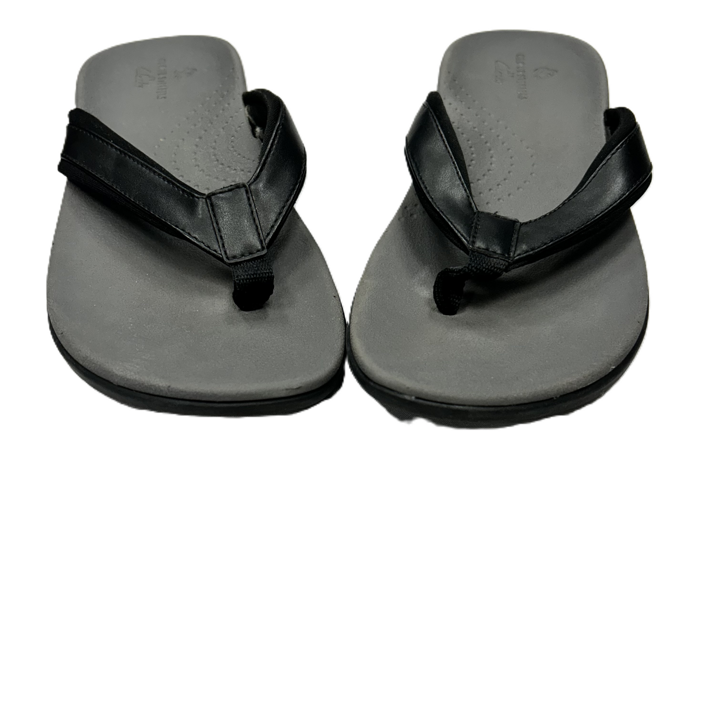 Black & Grey Sandals Flats By Clarks, Size: 9
