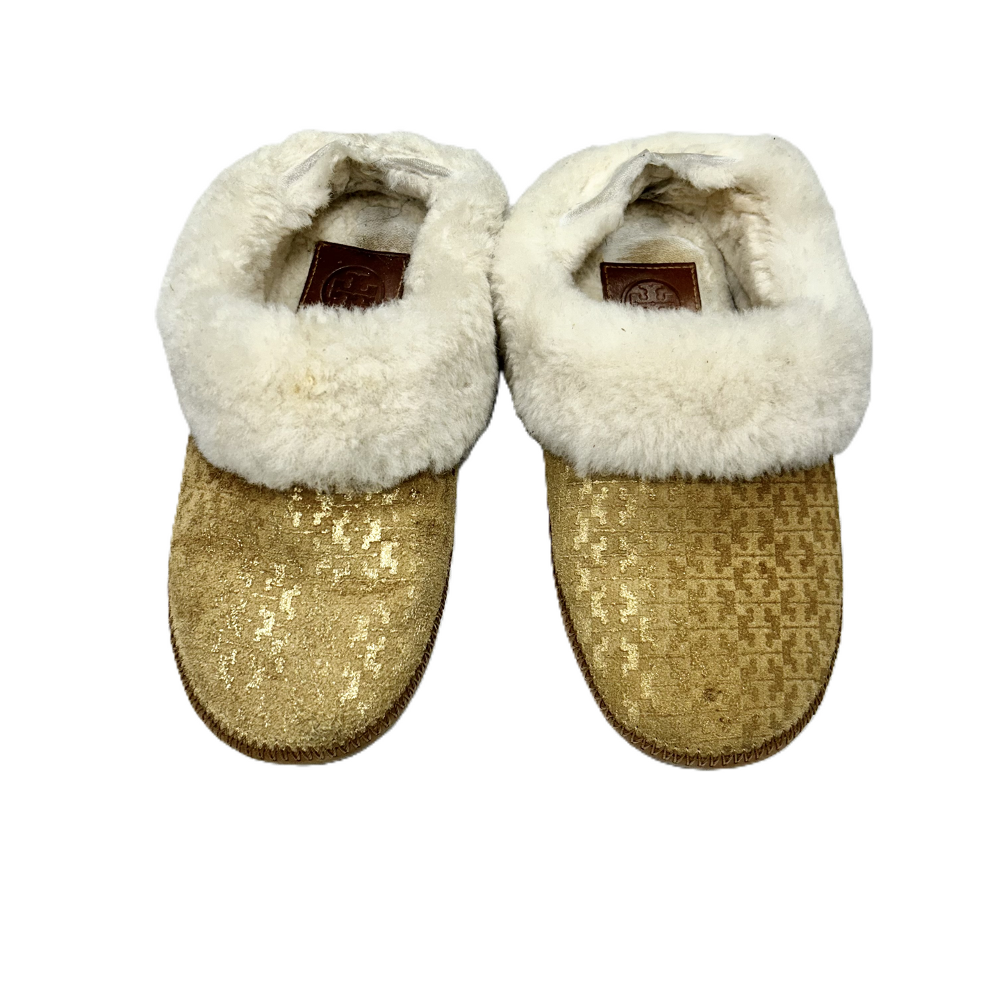 Slippers Designer By Tory Burch In Gold, Size: 6