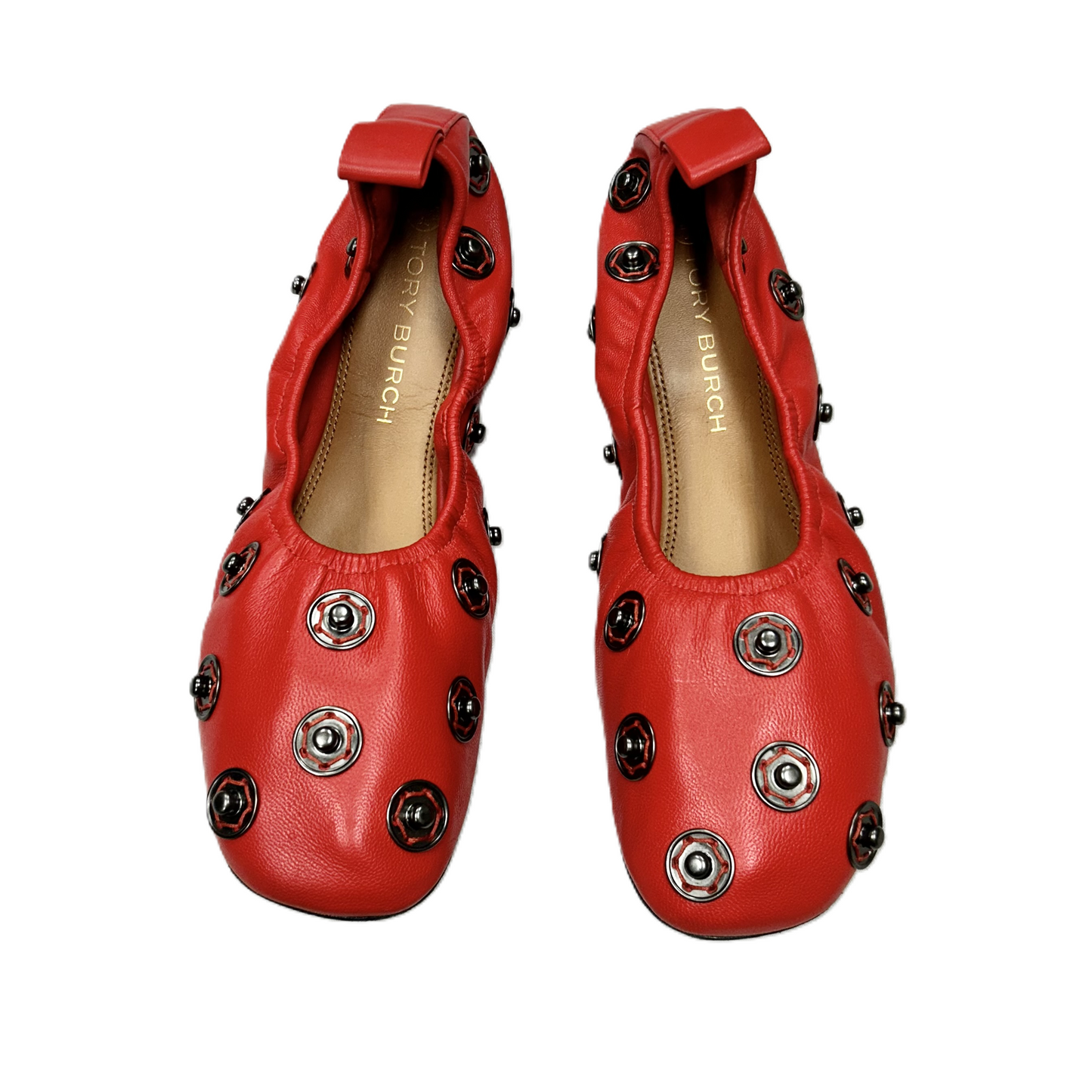 Shoes Designer By Tory Burch In Red & Silver, Size: 8.5