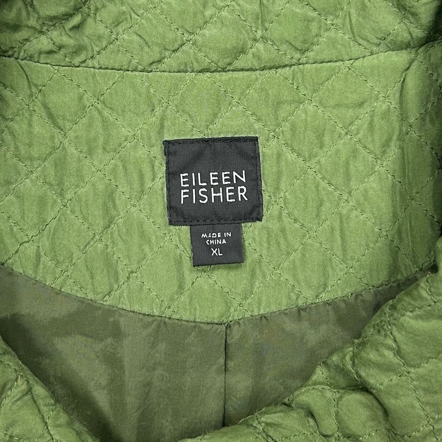 Jacket Puffer & Quilted By Eileen Fisher In Green, Size: Xl