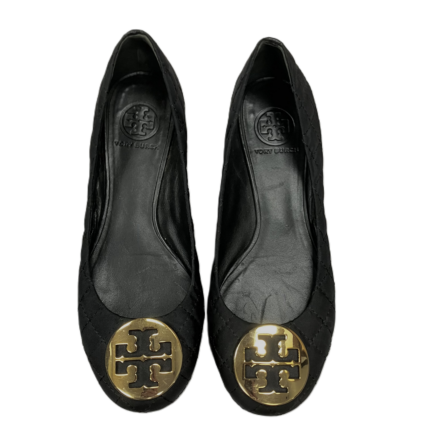 Shoes Designer By Tory Burch In Black & Gold, Size: 7.5