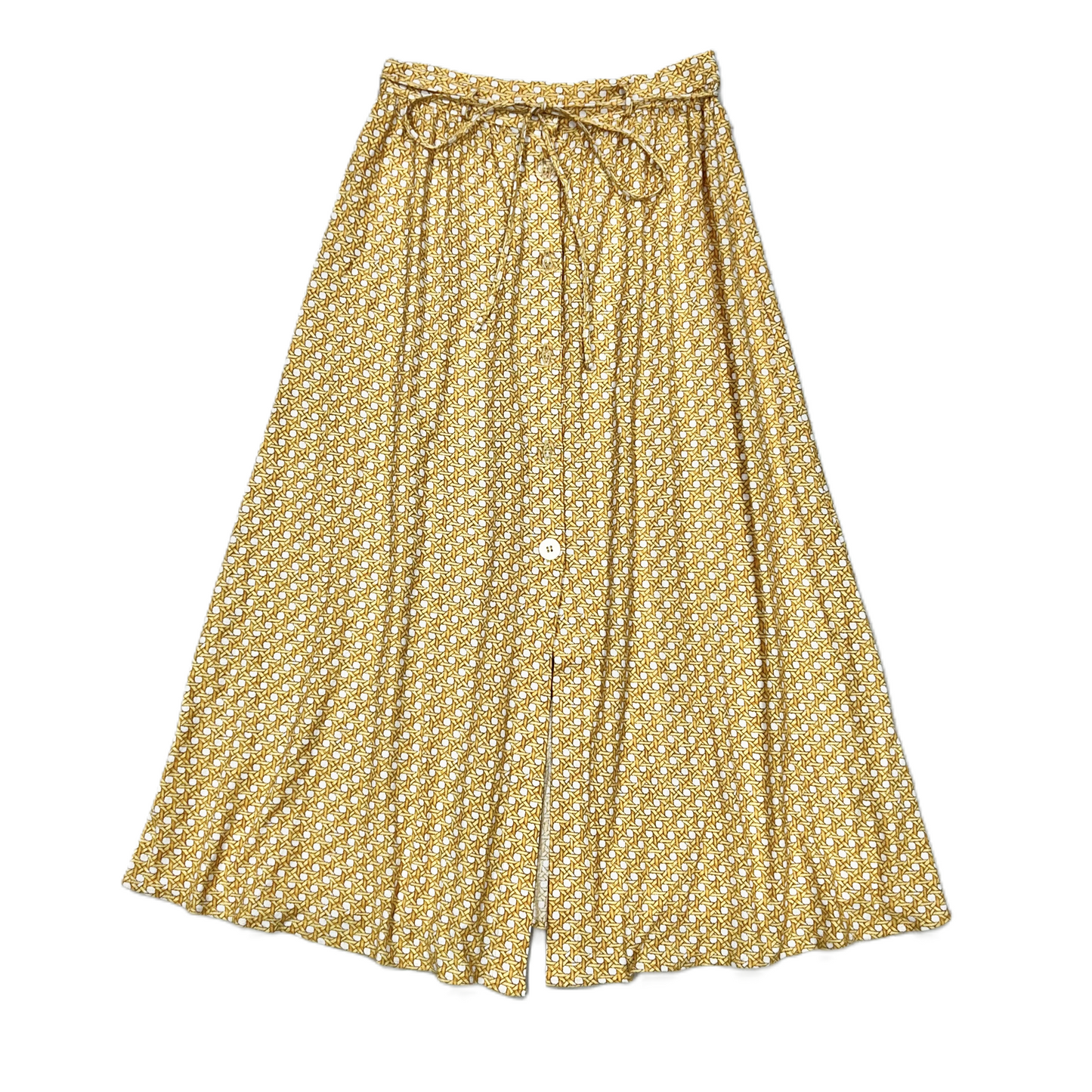 Skirt Midi By Anthropologie In White & Yellow, Size: 2