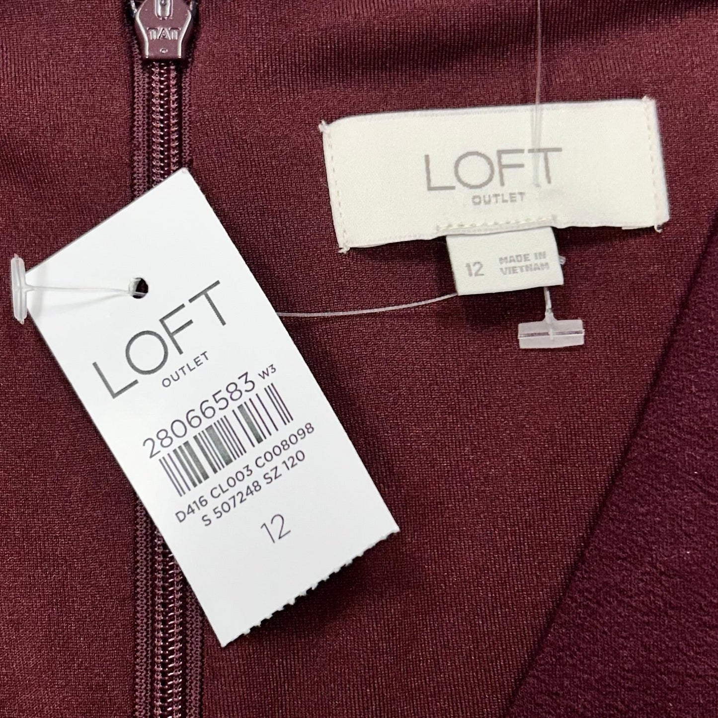 Dress Party Midi By Loft In Maroon, Size: L