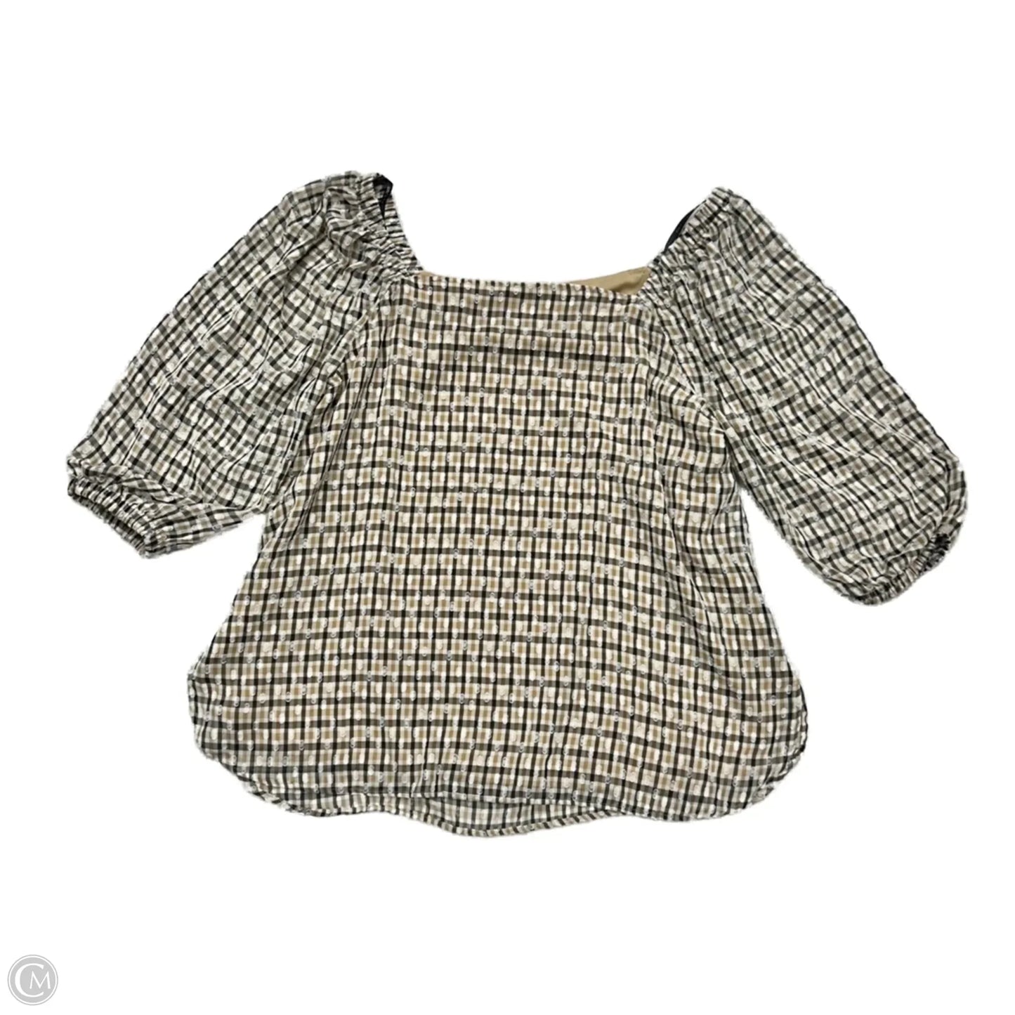 Top 2pc 3/4 Sleeve By Anne Klein In Plaid Pattern, Size: L