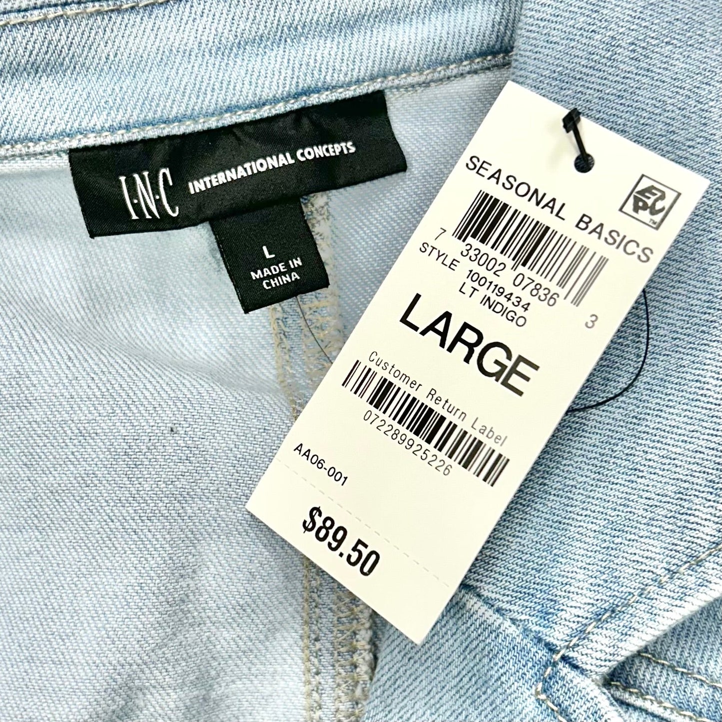 Jacket Denim By Inc In Blue Denim, Size: L