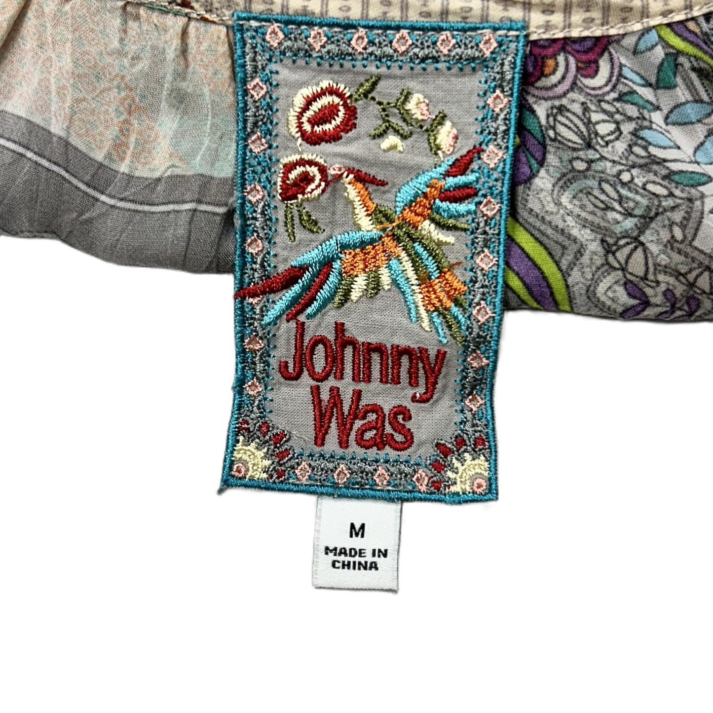 Top 3/4 Sleeve Designer By Johnny Was In Multi-colored, Size: M