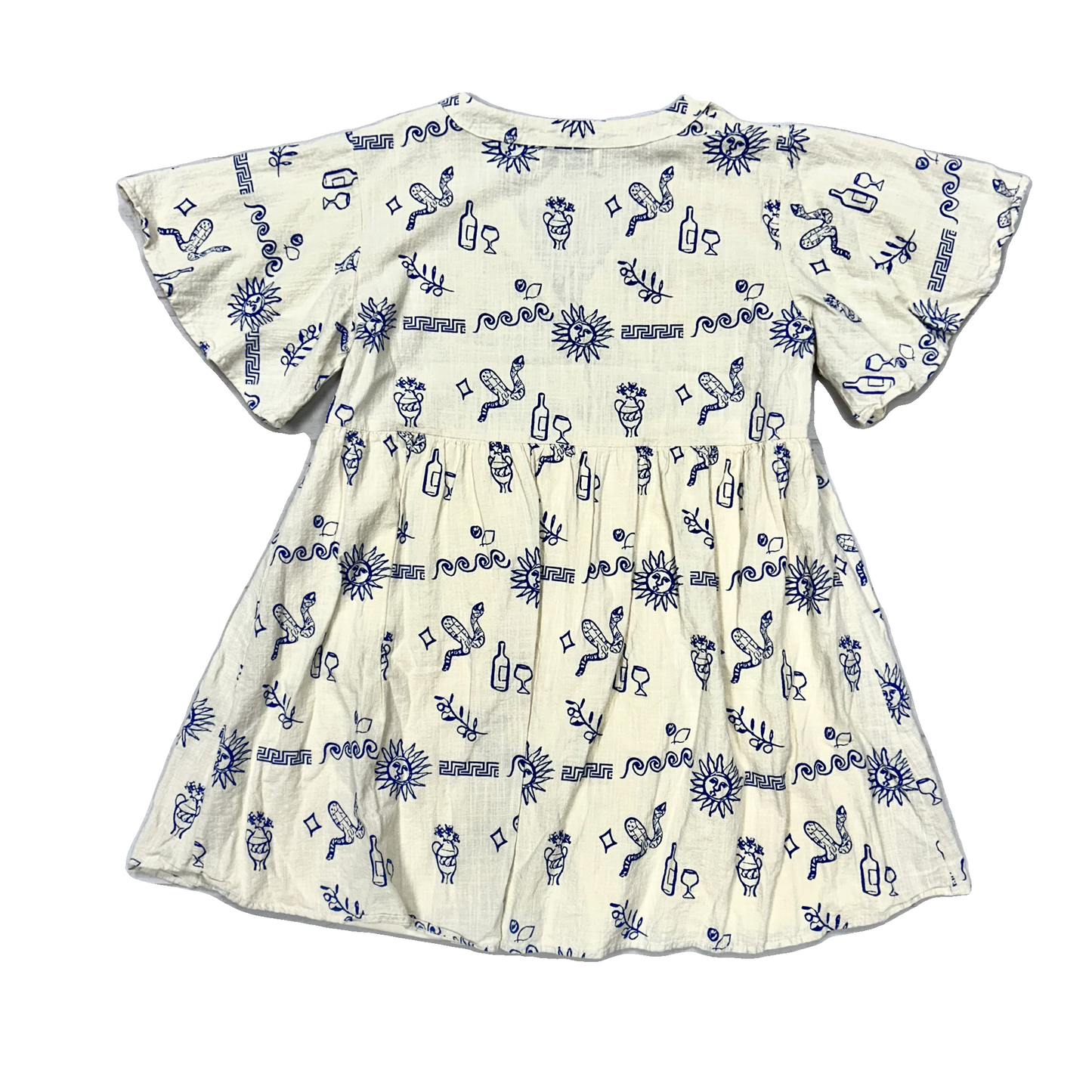 Dress Casual Short By Petal + Pup In Blue & Cream, Size: Xl