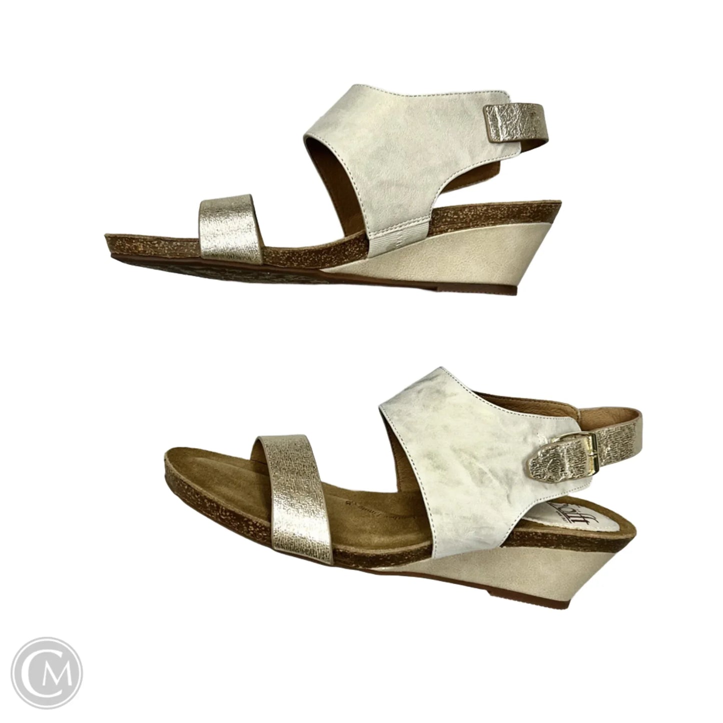 Sandals Heels Wedge By Sofft In Cream, Size: 8.5