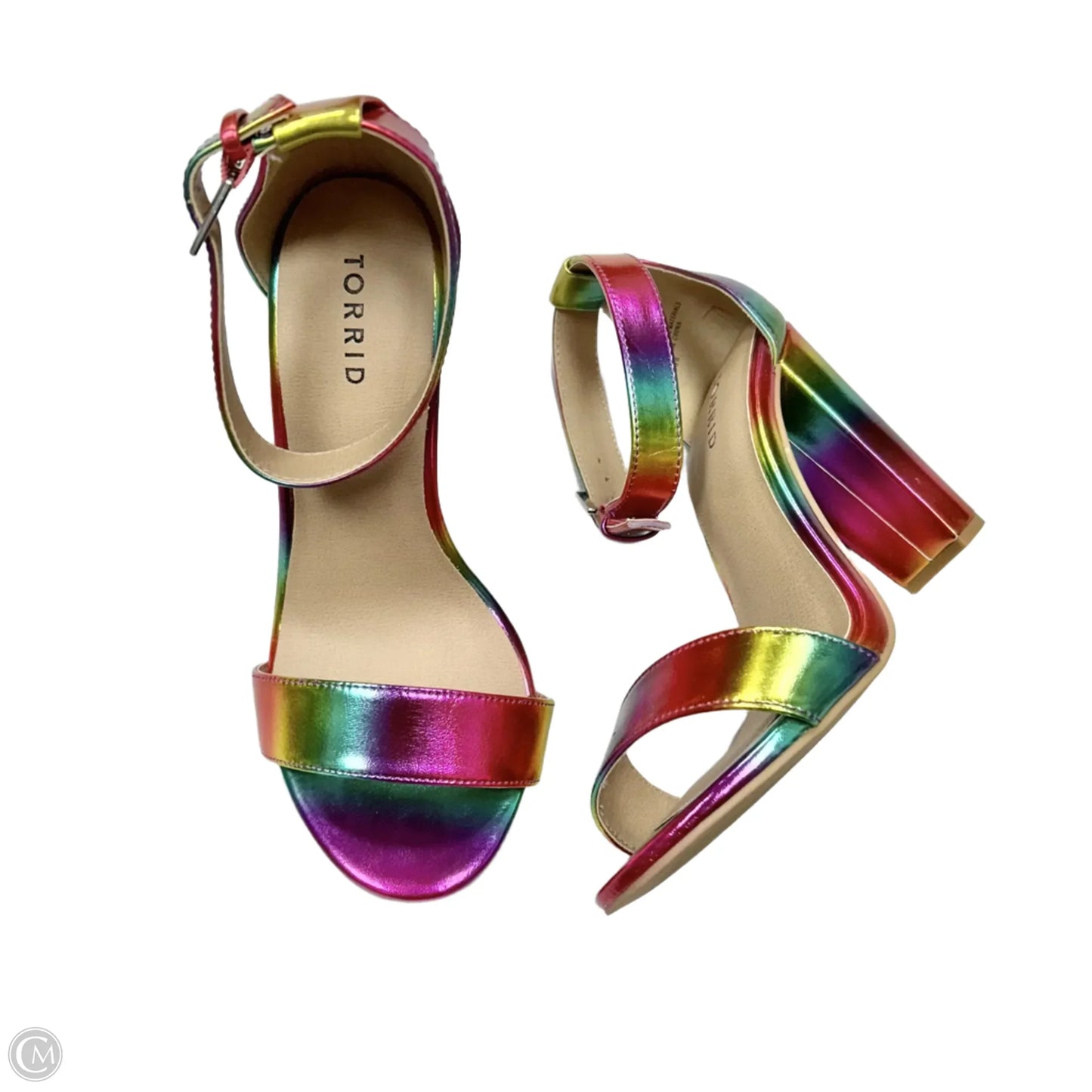 Sandals Heels Block By Torrid In Rainbow Print, Size: 9