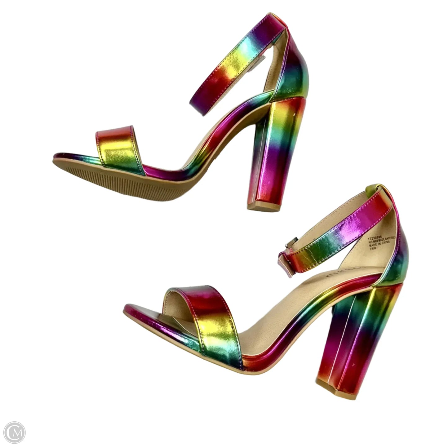 Sandals Heels Block By Torrid In Rainbow Print, Size: 9