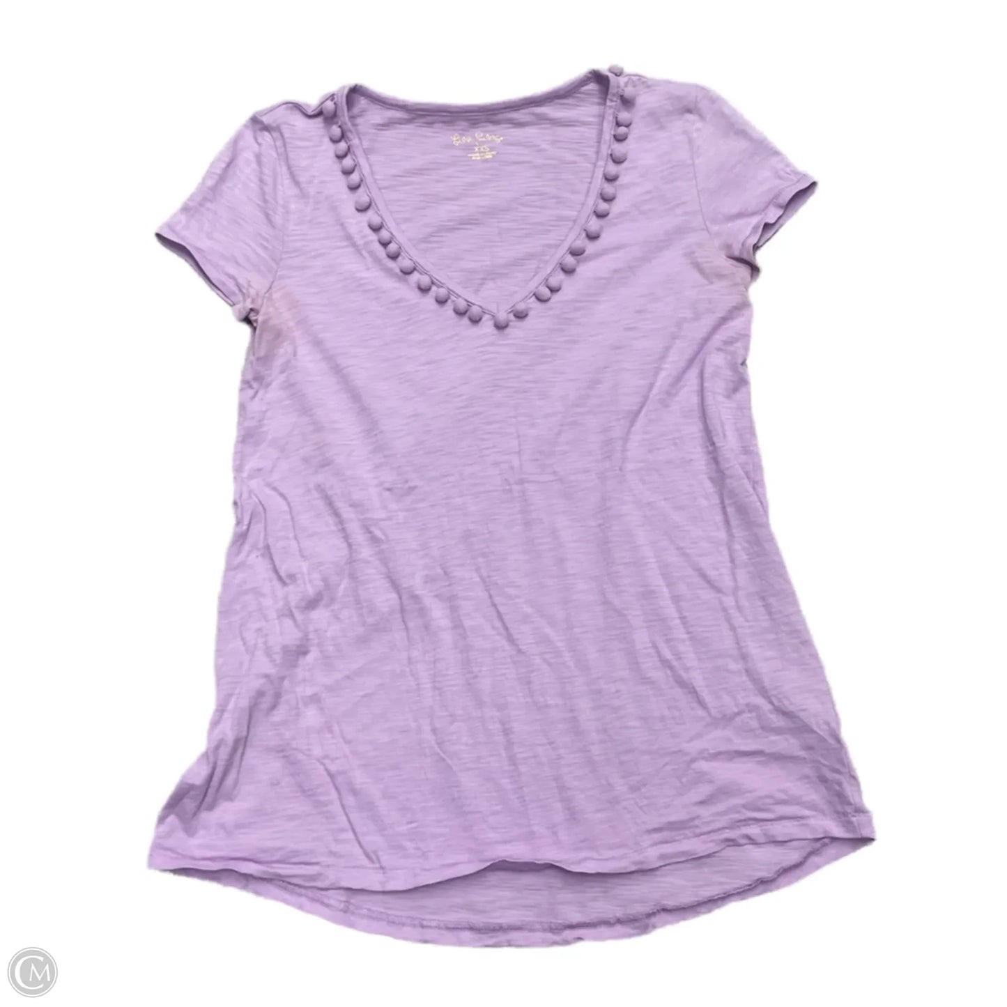 Top Short Sleeve Designer By Lilly Pulitzer In Purple, Size: Xxs