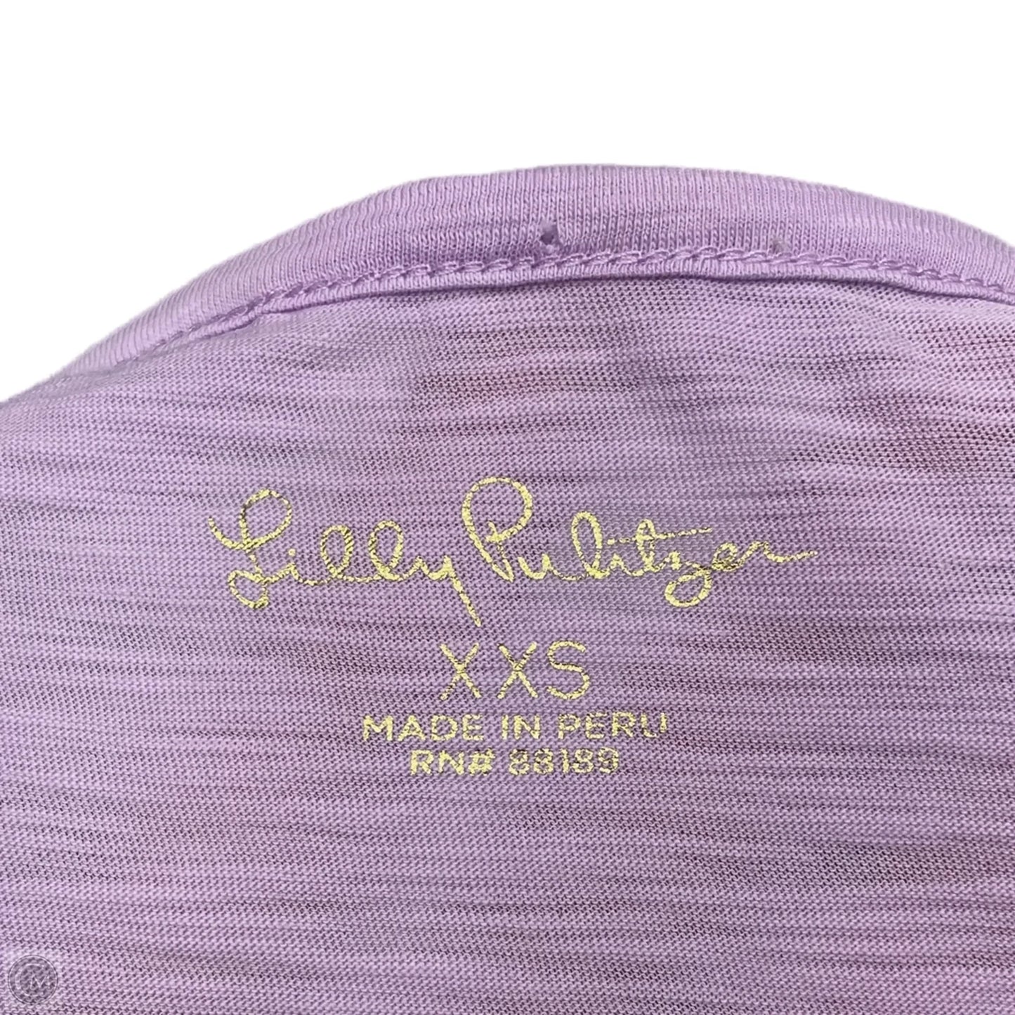 Top Short Sleeve Designer By Lilly Pulitzer In Purple, Size: Xxs