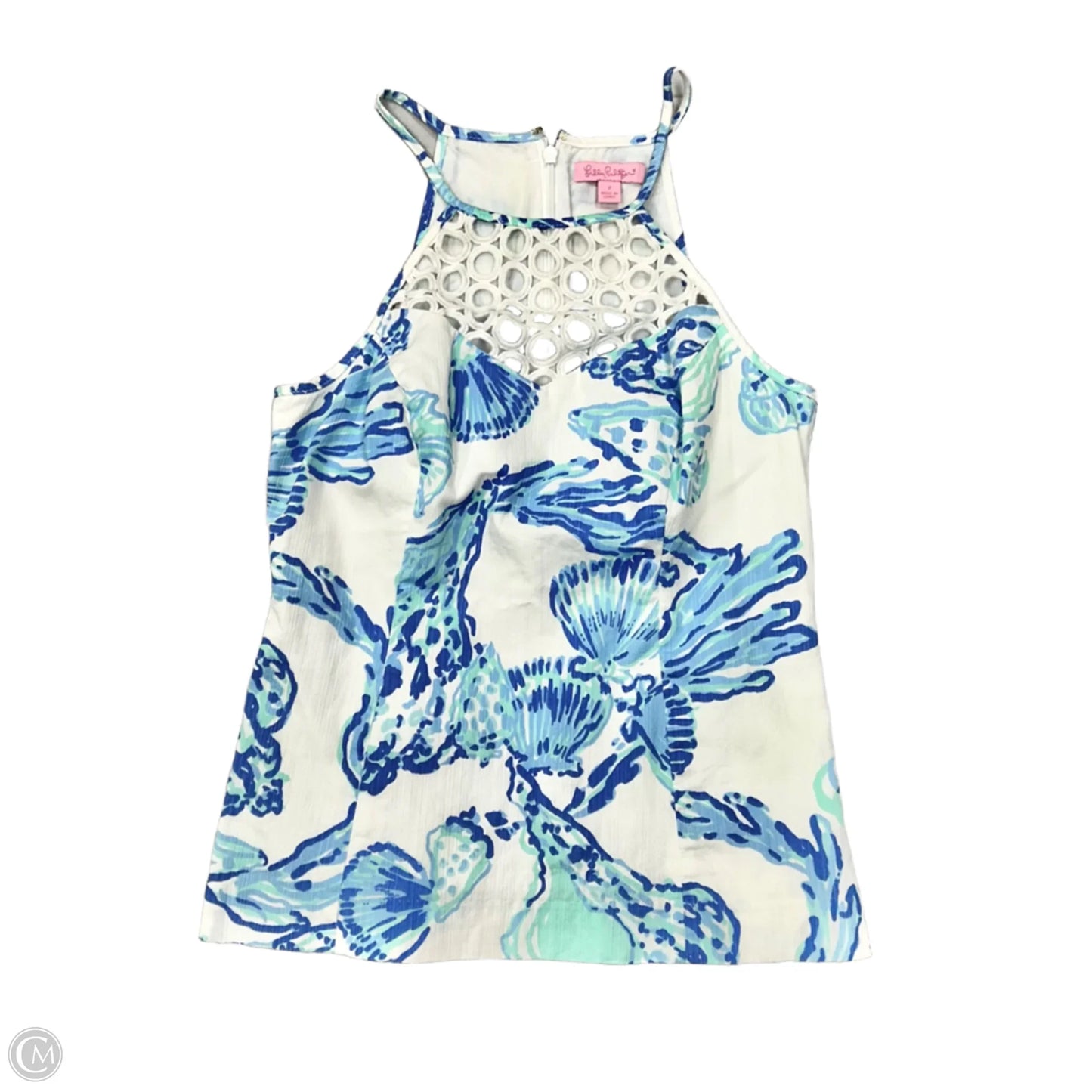 Top Sleeveless Designer By Lilly Pulitzer In Blue & White, Size: Xs