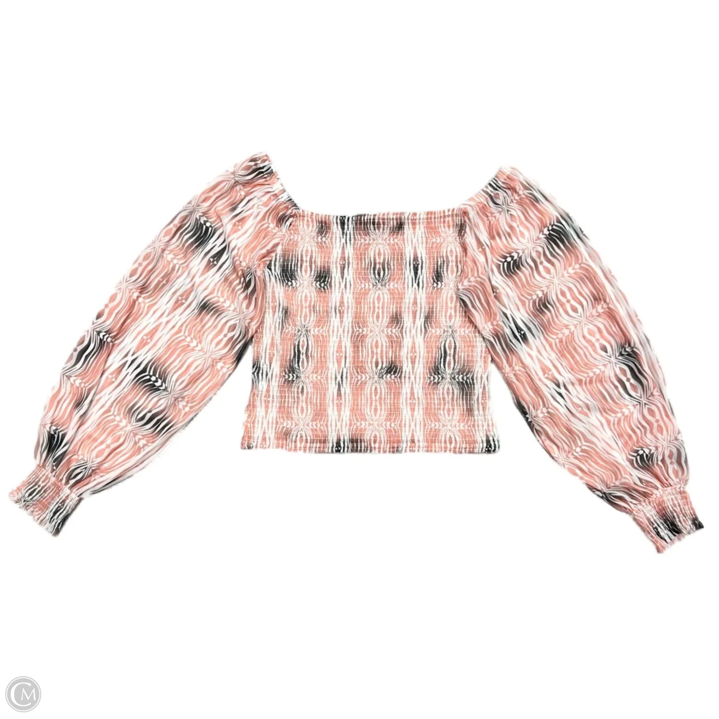 Top Long Sleeve By Anthropologie In Pink & White, Size: Xl