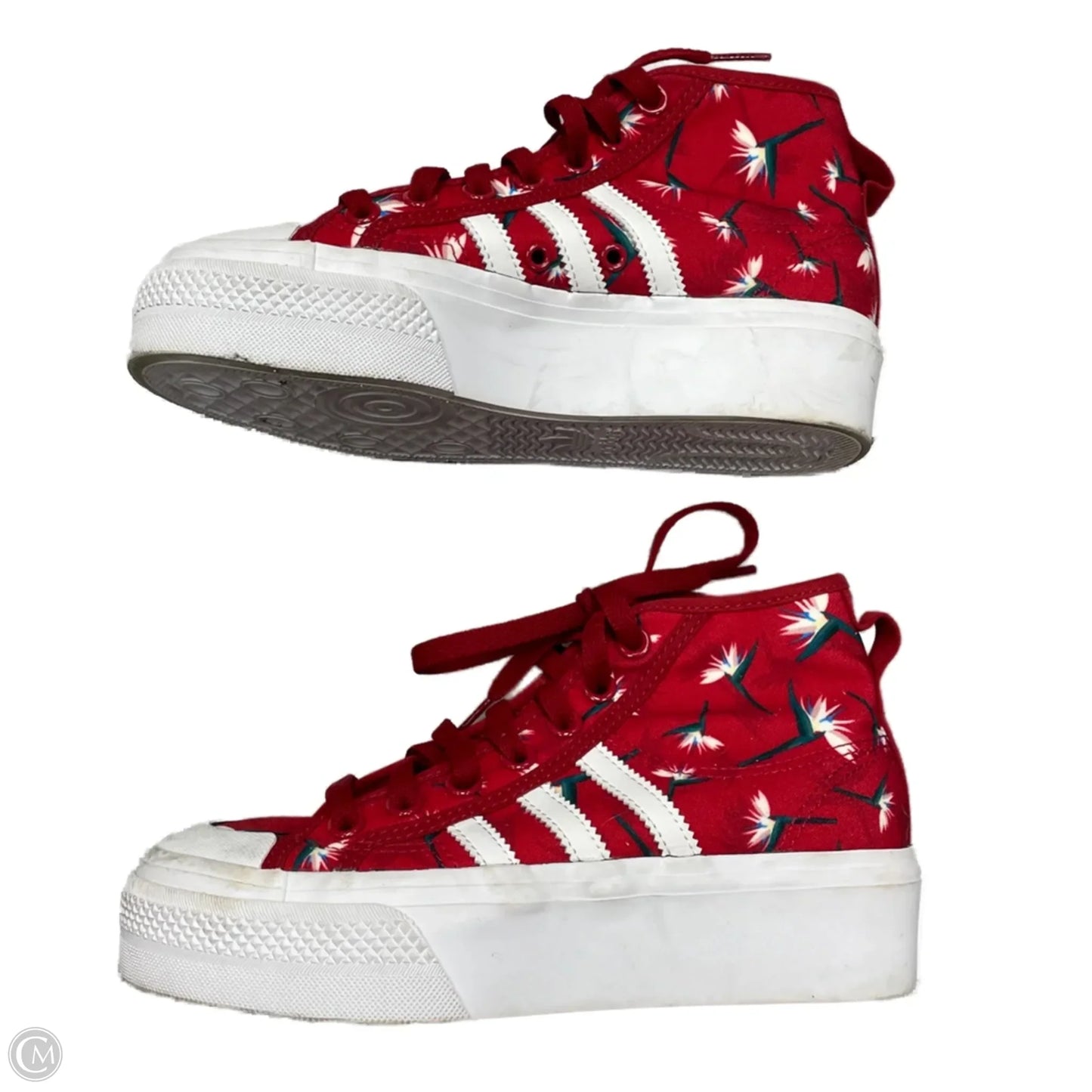 Shoes Sneakers By Adidas In Red & White, Size: 5