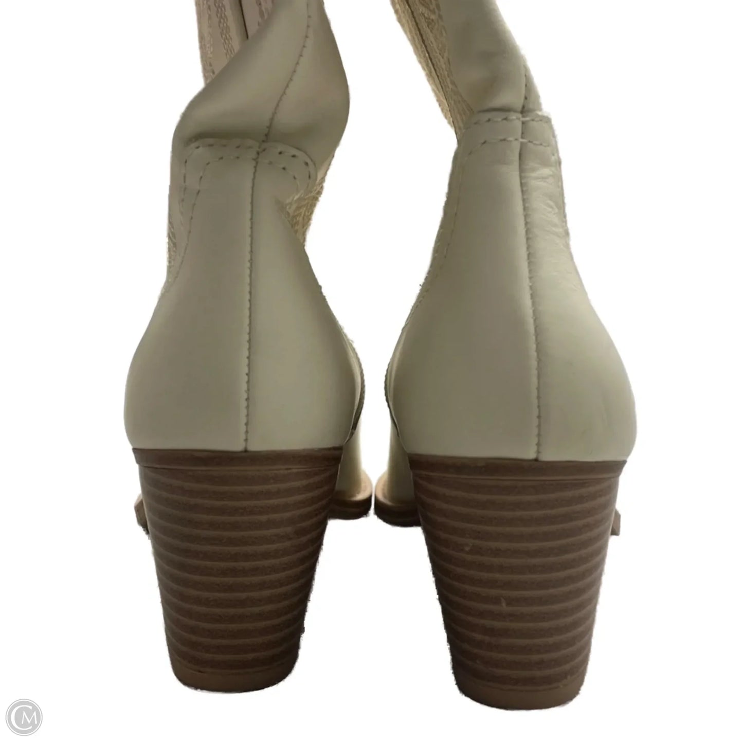 Boots Mid-calf Heels By Crown Vintage In Cream, Size: 6