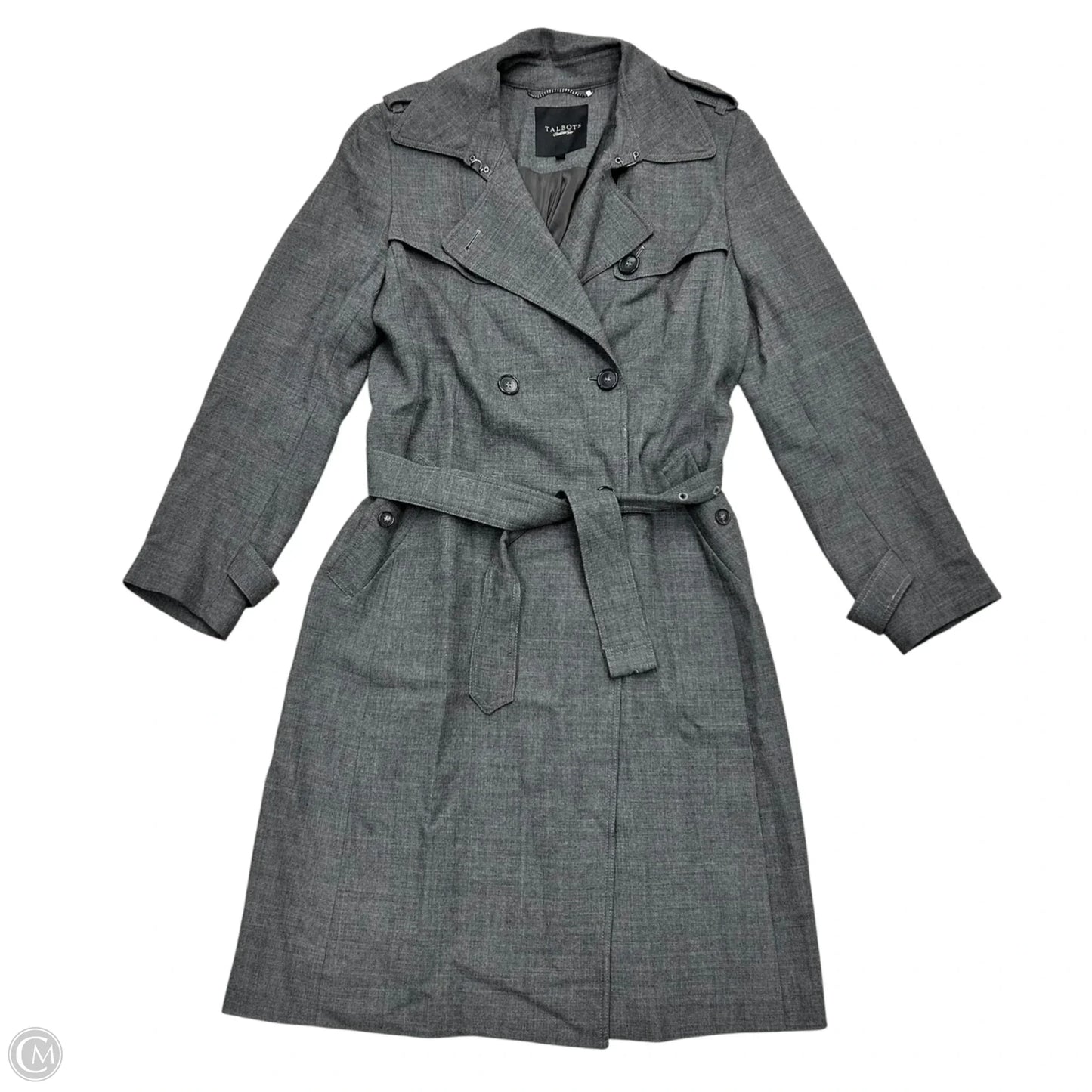 Coat Trench Coat By Talbots In Grey, Size: M