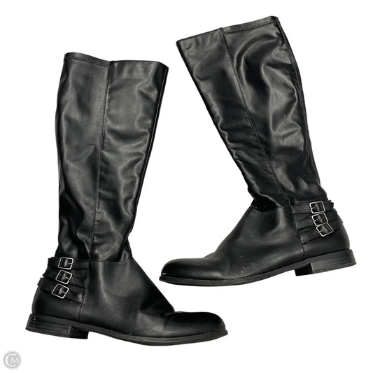 Boots Knee Flats By April In Black, Size: 8.5