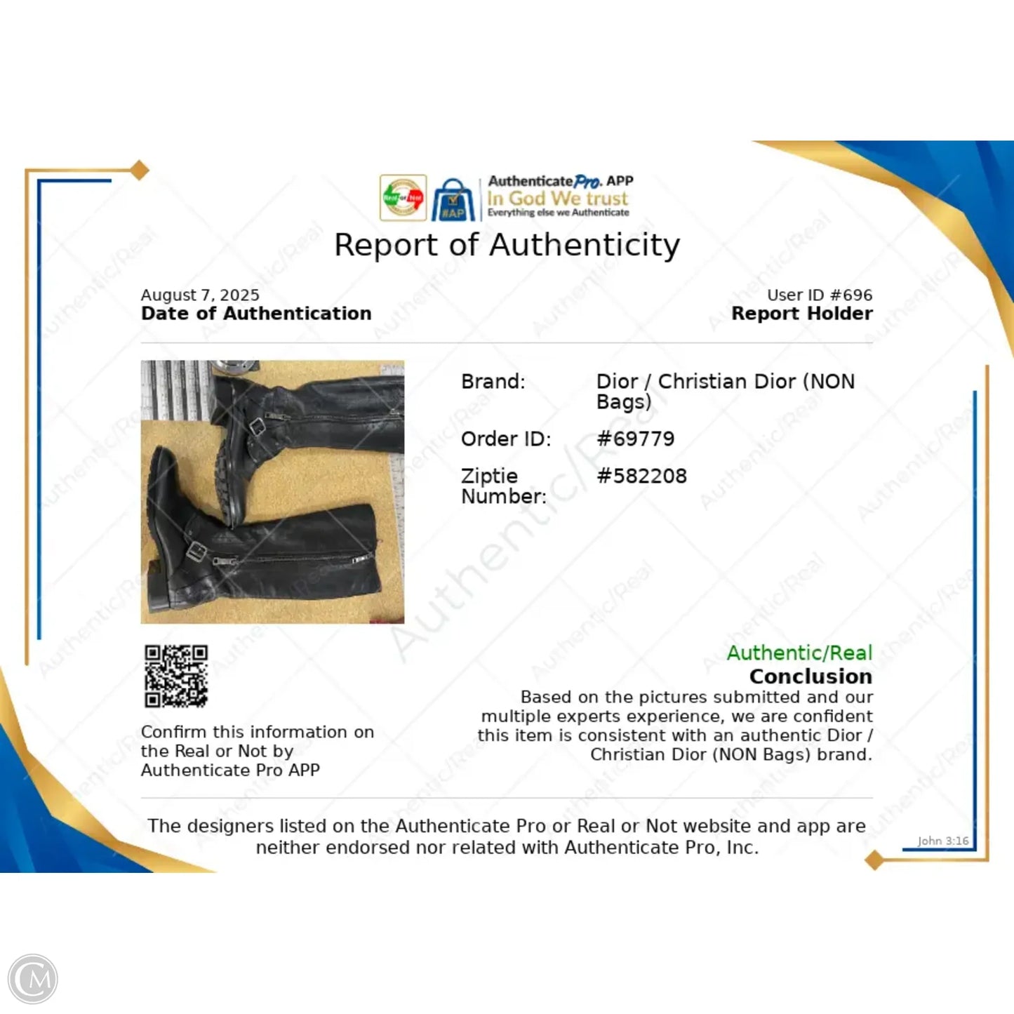 Boots Luxury Designer By Dior In Black, Size: 7.5