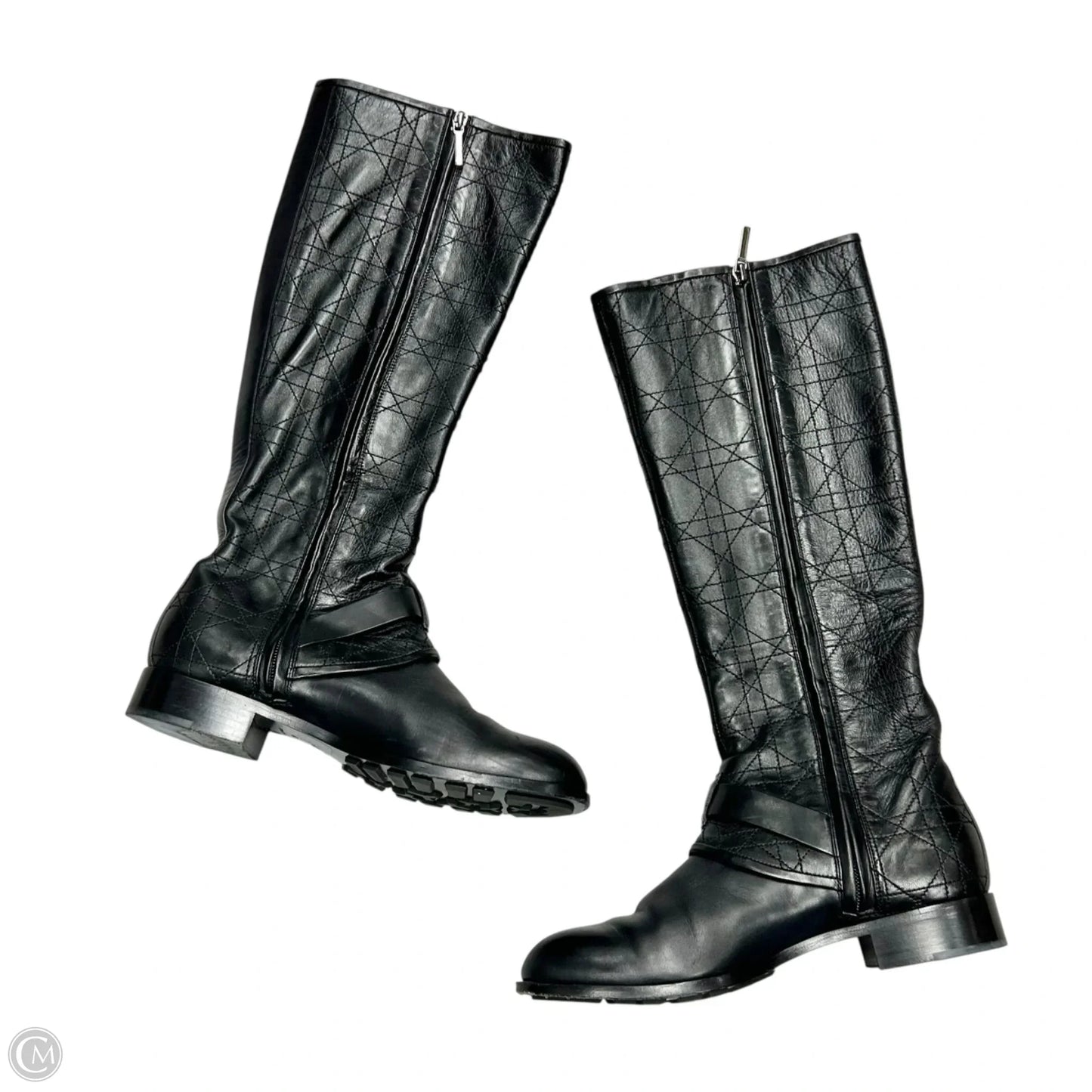 Boots Luxury Designer By Dior In Black, Size: 7.5