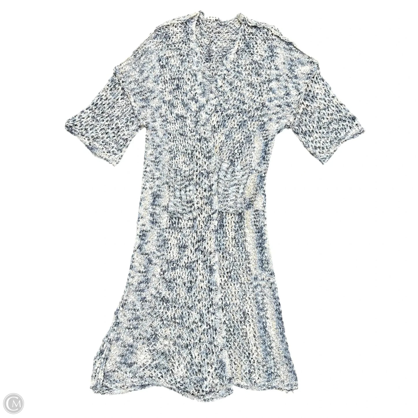 Sweater Cardigan By Pol In Blue & Cream, Size: S