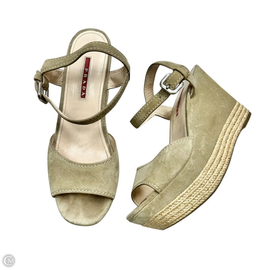 Sandals Luxury Designer By Prada In Beige, Size: 7.5