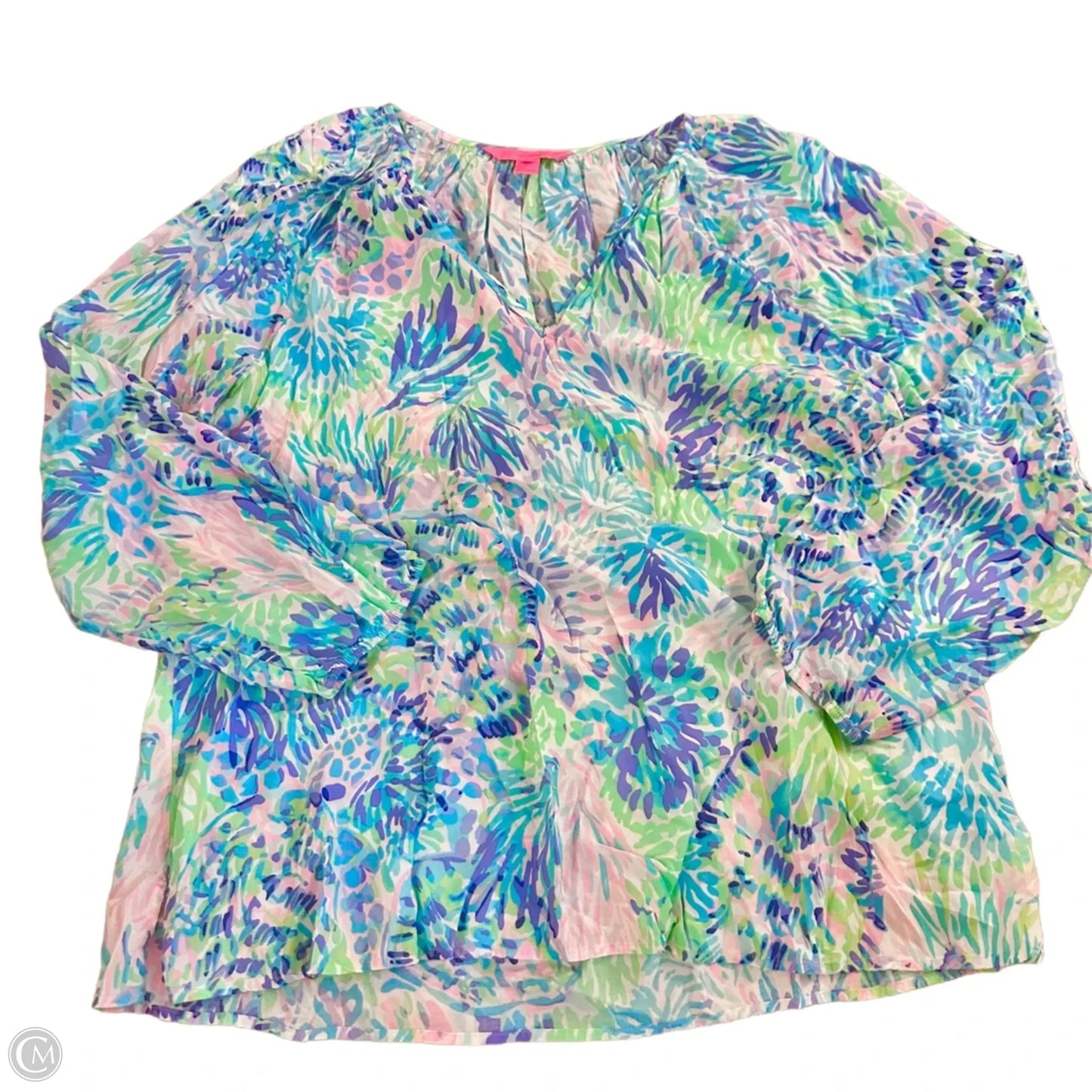 Top Long Sleeve Designer By Lilly Pulitzer In Blue & Green, Size: Xl