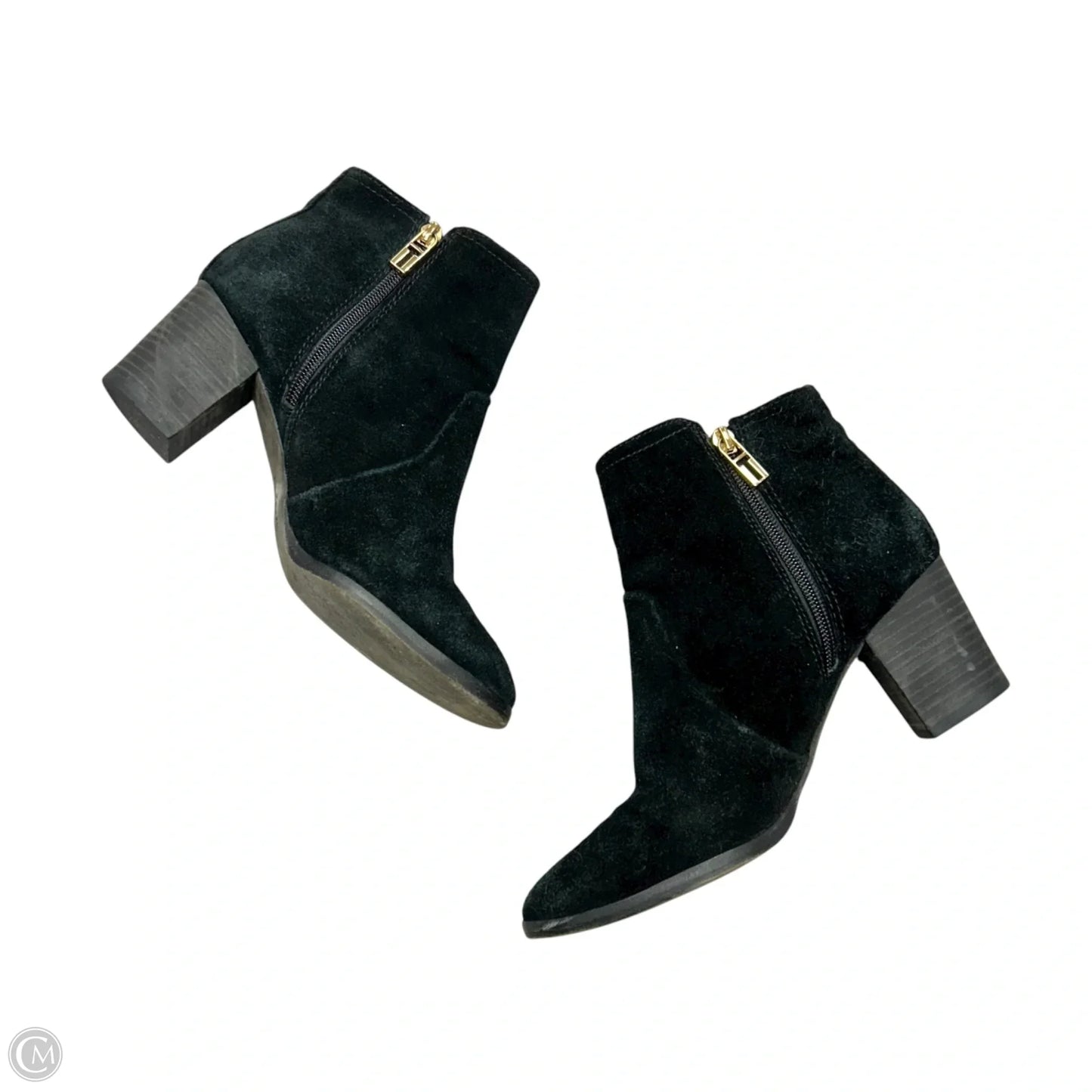 Boots Designer By Tory Burch In Black & Gold, Size: 7