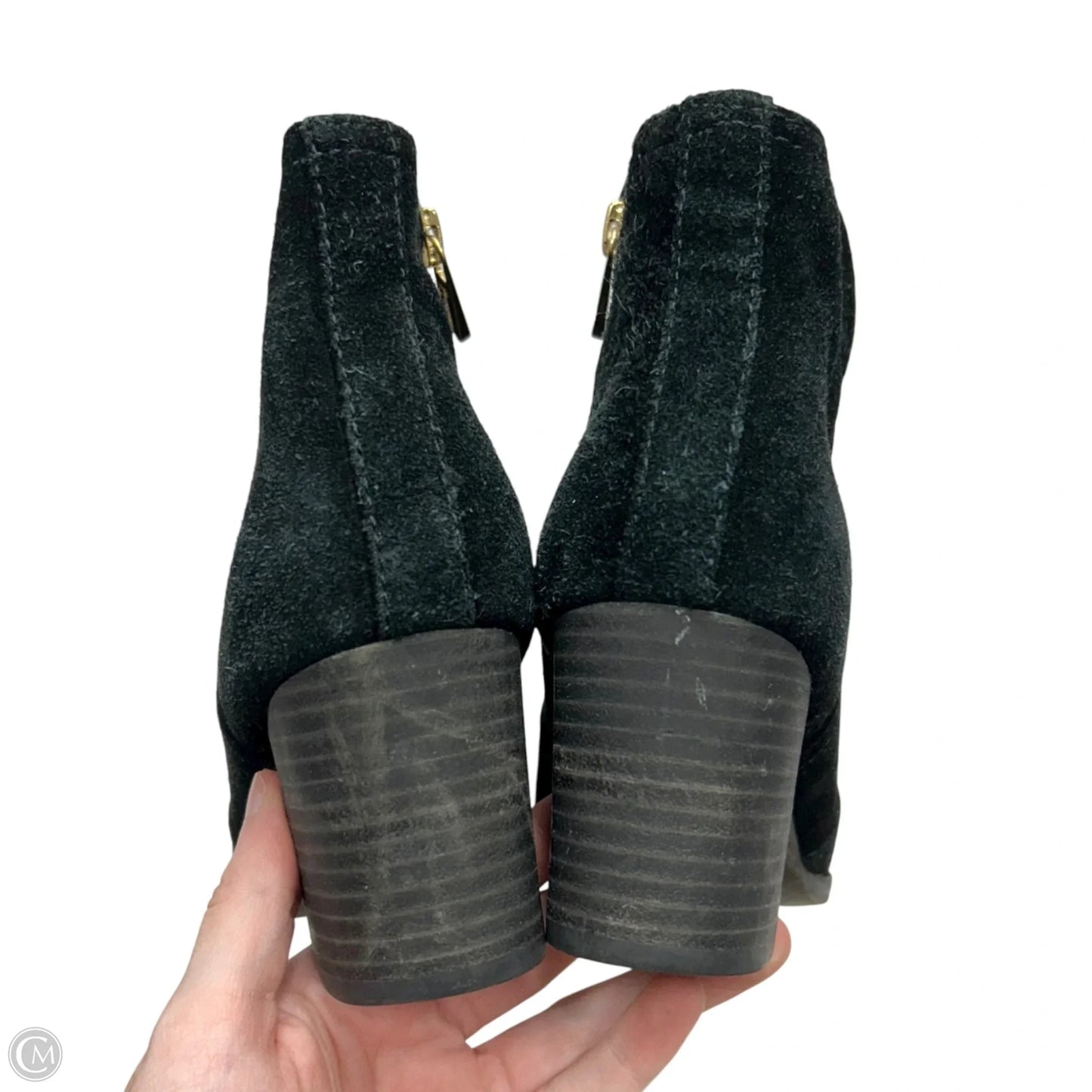 Boots Designer By Tory Burch In Black & Gold, Size: 7