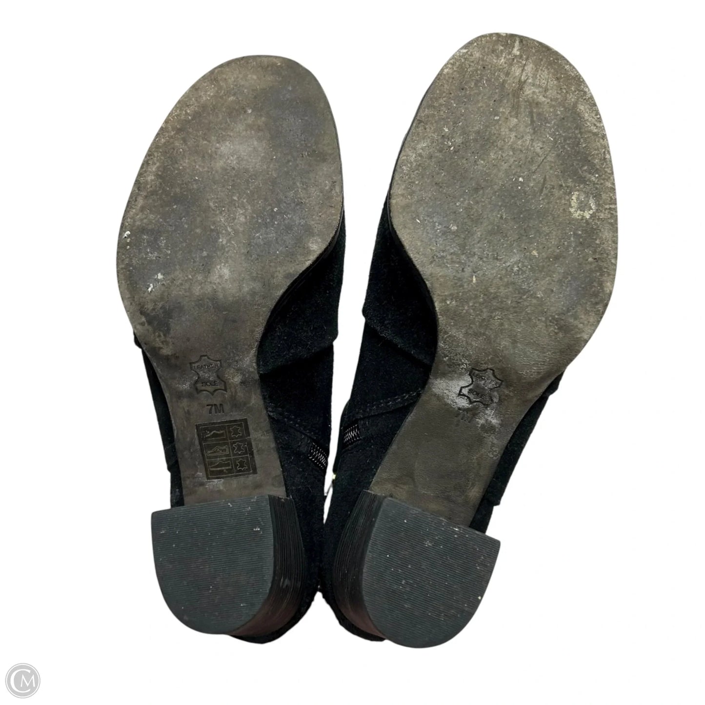 Boots Designer By Tory Burch In Black & Gold, Size: 7