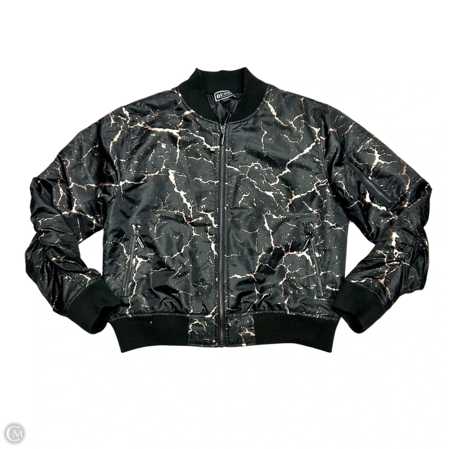 Jacket Puffer & Quilted By Queen In Black & Gold, Size: Xl