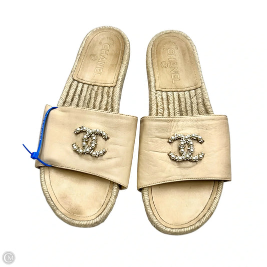 Sandals Luxury Designer By Chanel In Cream, Size: 10